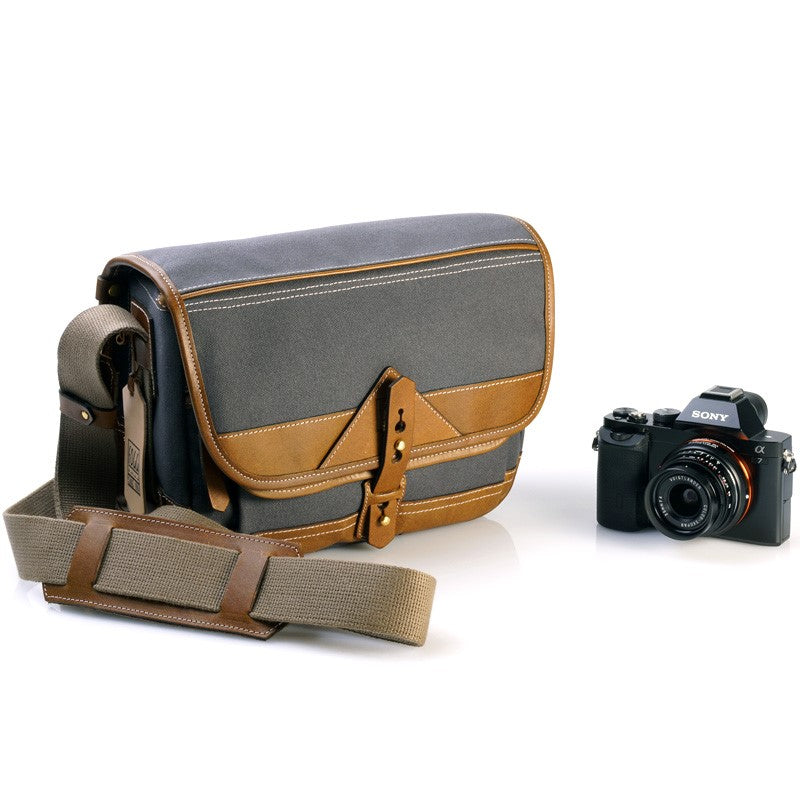 Sacoche Fogg B-Laika Tissu gris foncé et cuir Havane