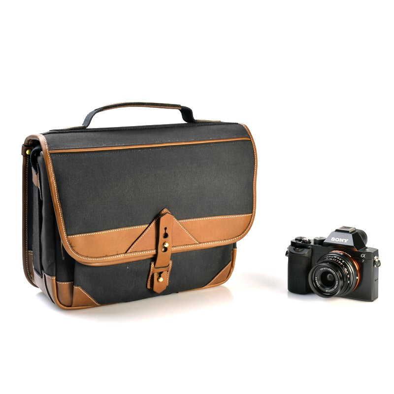 Sacoche Fogg B-Sharp Tissu Noir et Cuir Havane