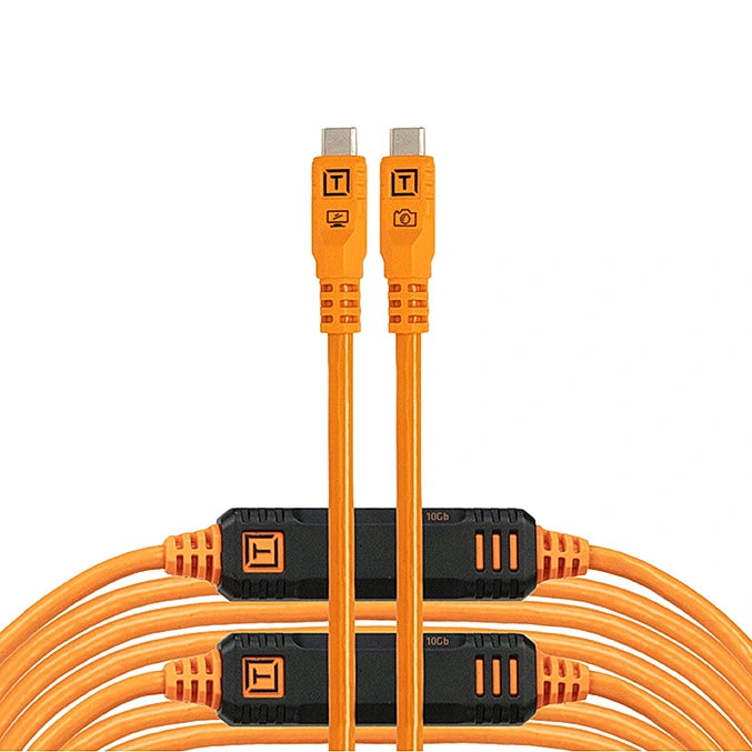 Tether Tools LeverLock & Cable Kit, Optima 10G, 31' (9.4m), Straight to Straight, High-Visibility Orange, Cable Ties
