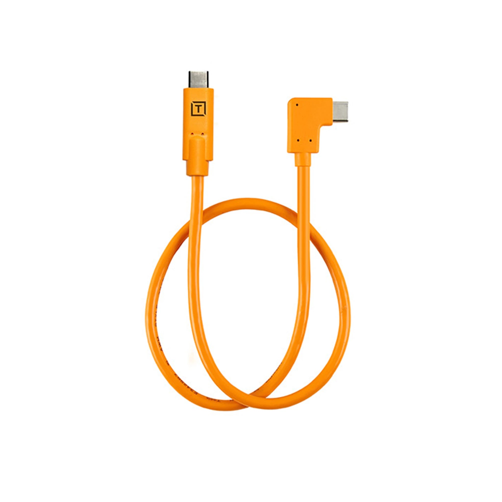 TetherTools CUCRT02-ORG TetherPro USB 3.0 to USB-C Right Angle Adaptor "Pigtail" Cable, 20" (50cm), High-Visibilty Orange