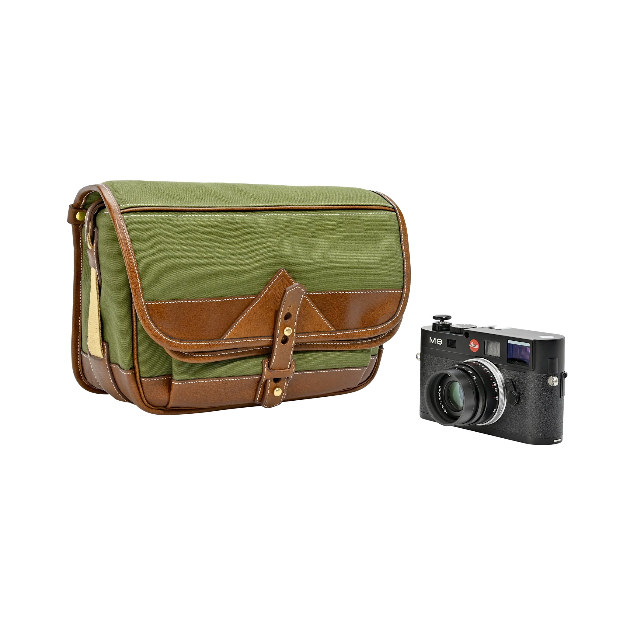 Bolso Fogg B-Laika Tejido Verde con Piel Habana