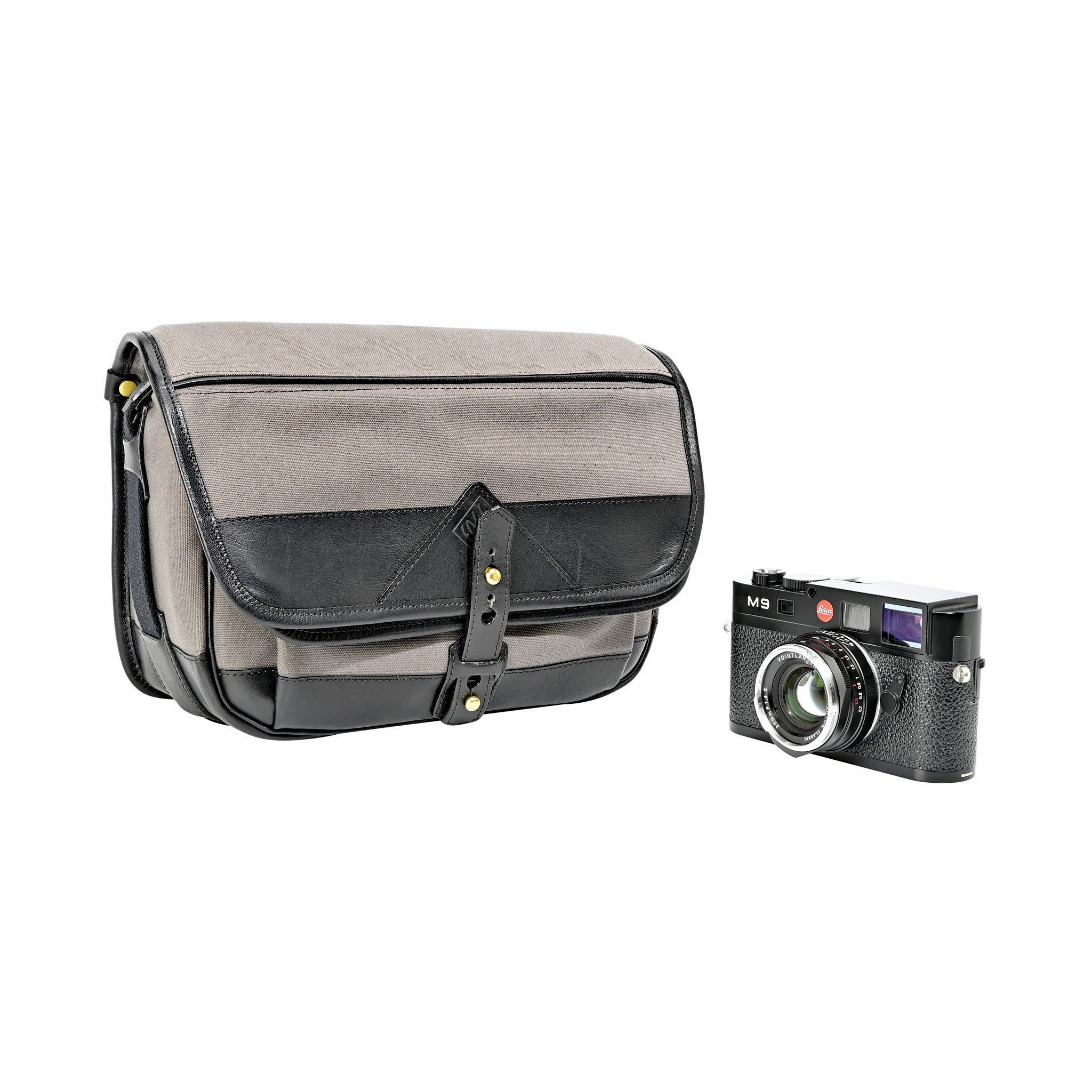 Bolso Satchel Fogg B-Laika Tejido Gris Oscuro con Piel Negra