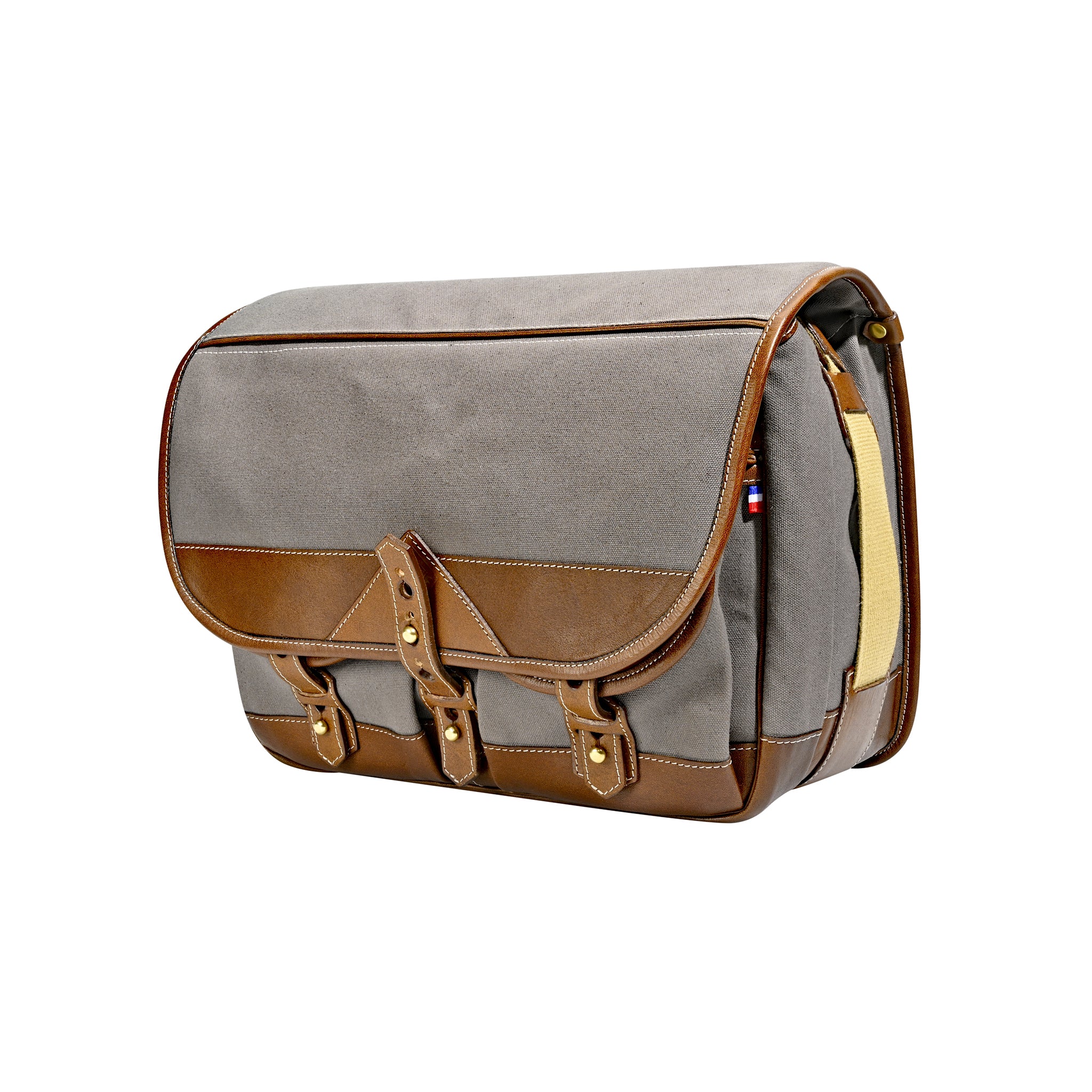 Sacoche Fogg B-Major Tissu gris foncé et cuir Havane