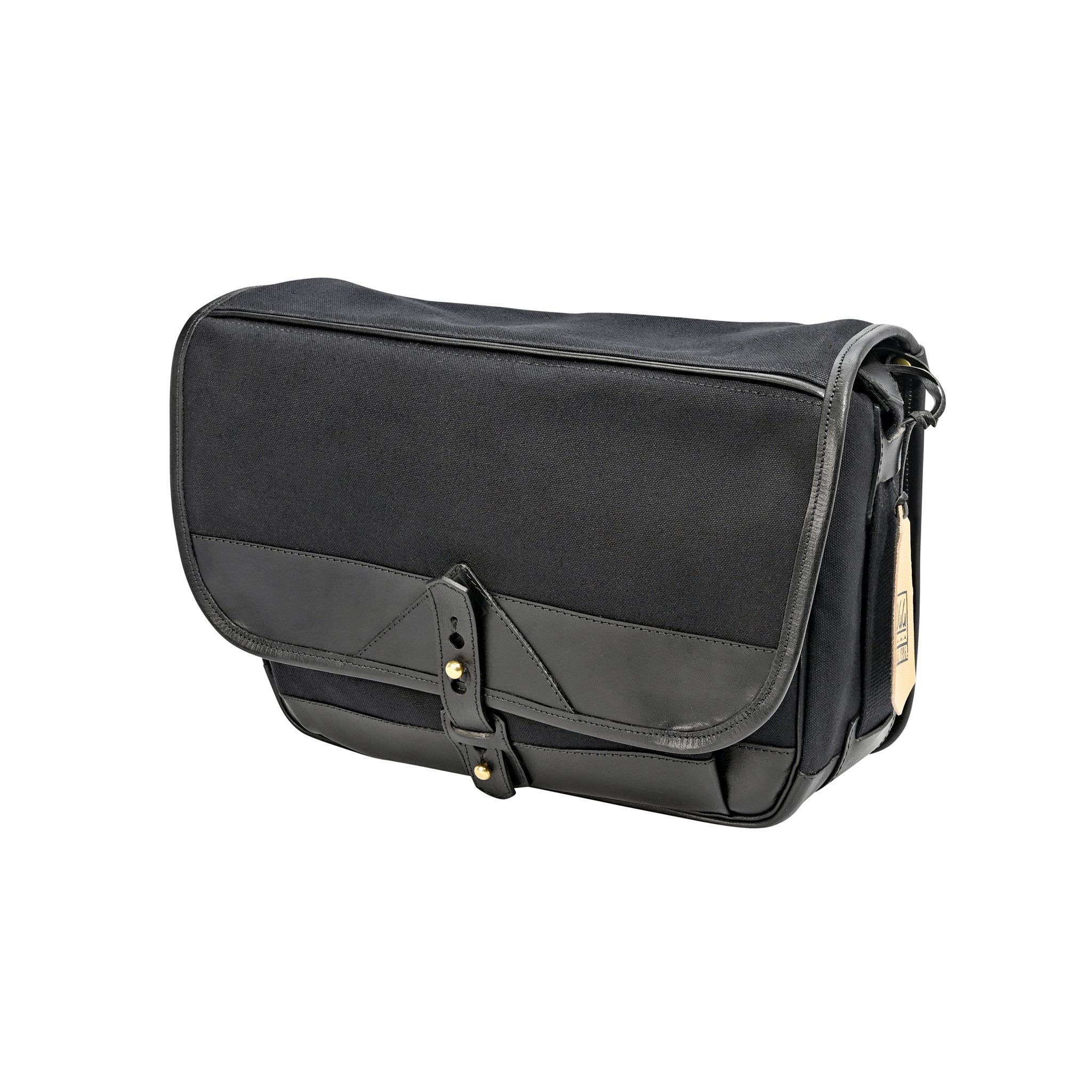 Bolso Satchel Fogg B-Sharp de tela negra con cuero negro
