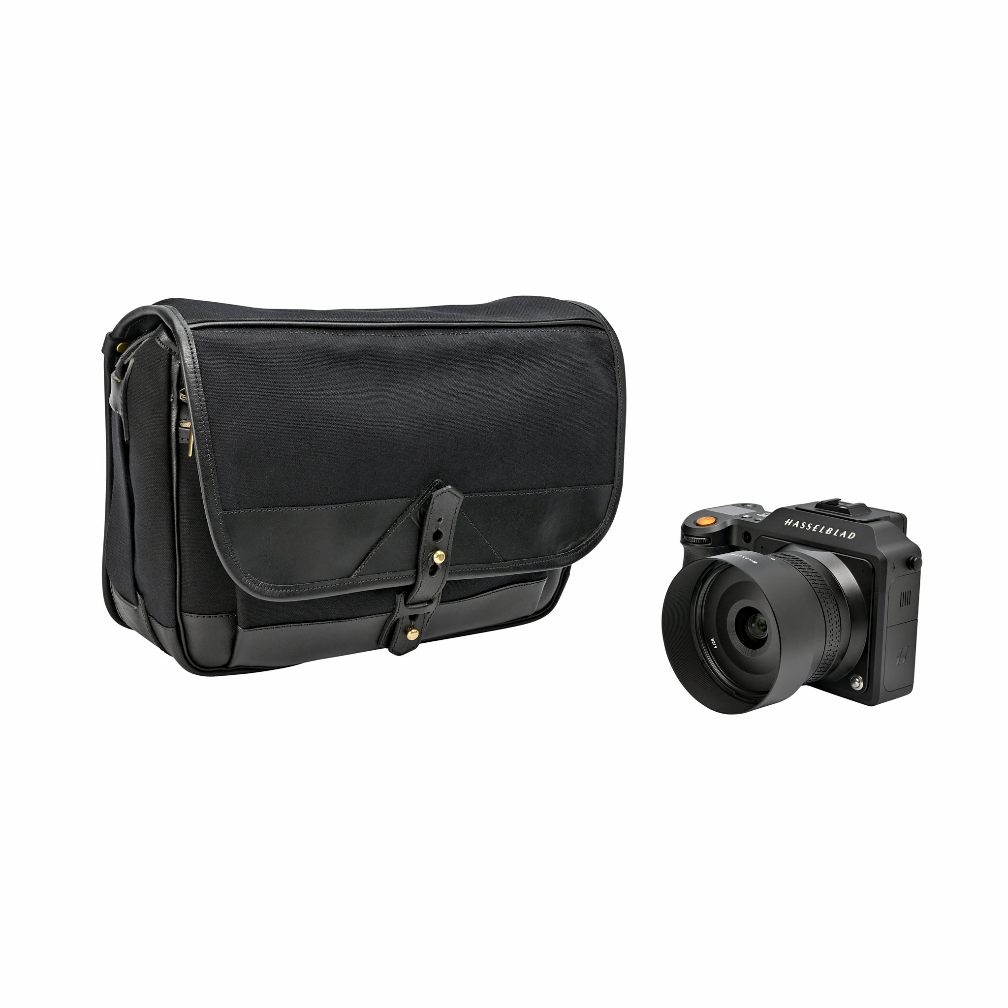 Bolso Satchel Fogg B-Sharp de tela negra con cuero negro