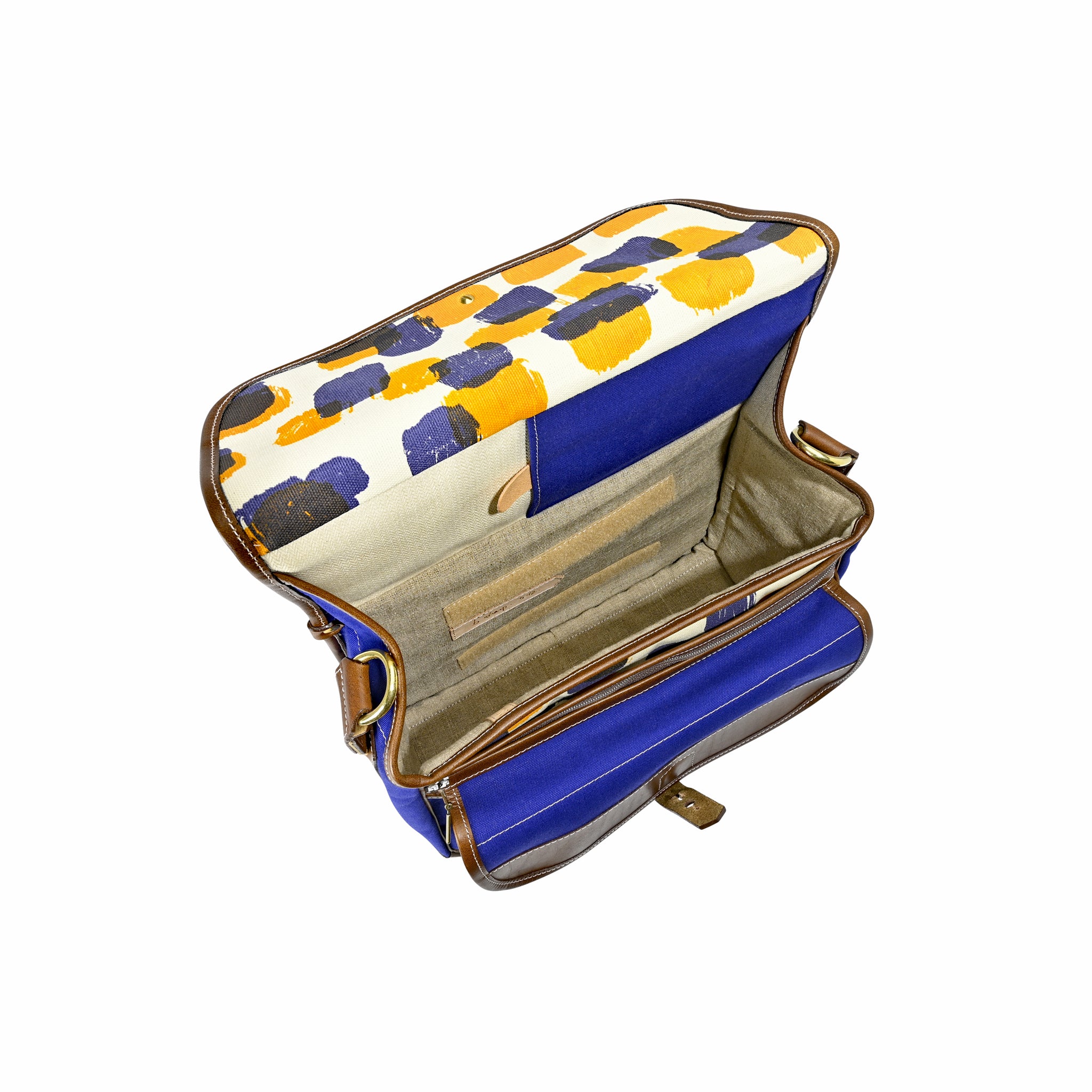Fogg B-Sharp Satchel "Bleu Edition" Blue Fabric with Havana Leather