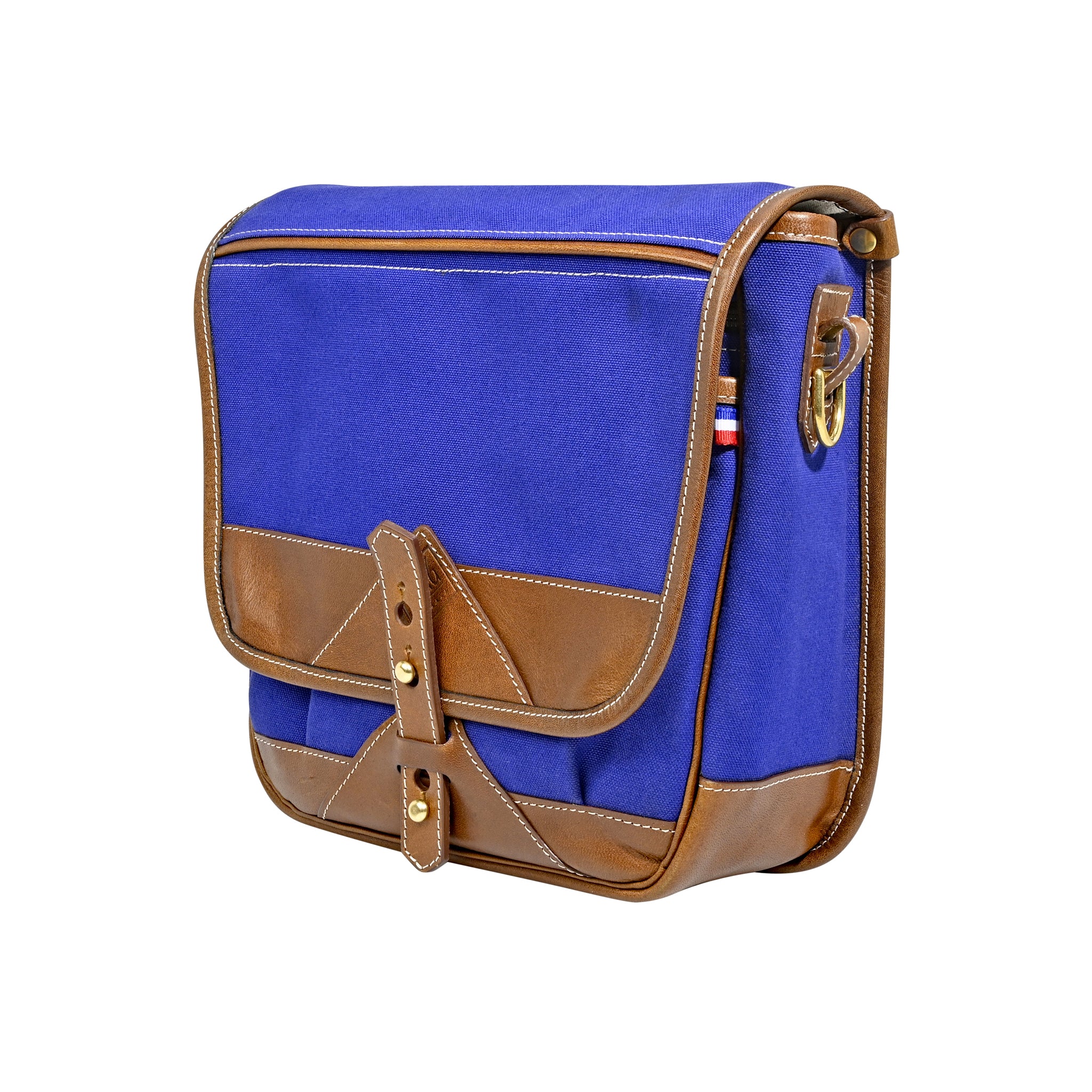 Fogg Can-Can Satchel "Bleu Edition" Blue Fabric with Havana Leather