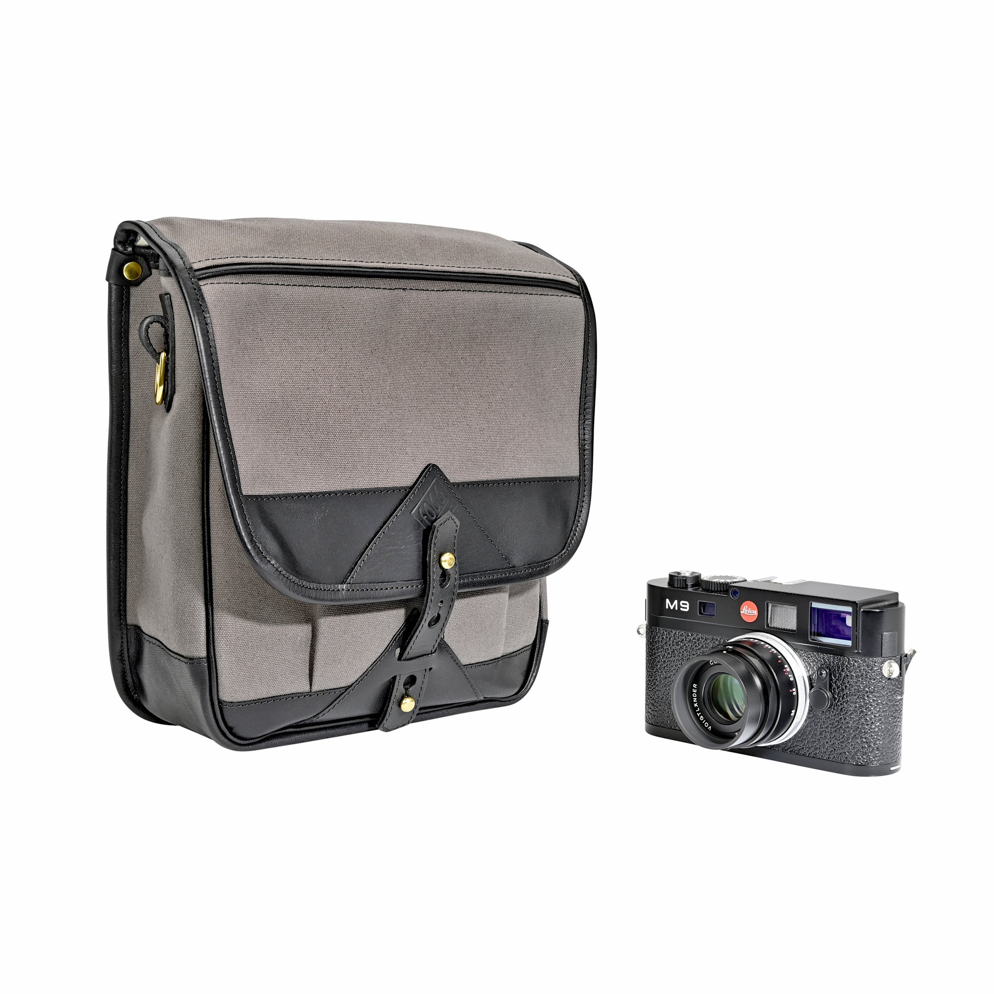 Sacoche Fogg Can-Can en tissu gris et cuir noir