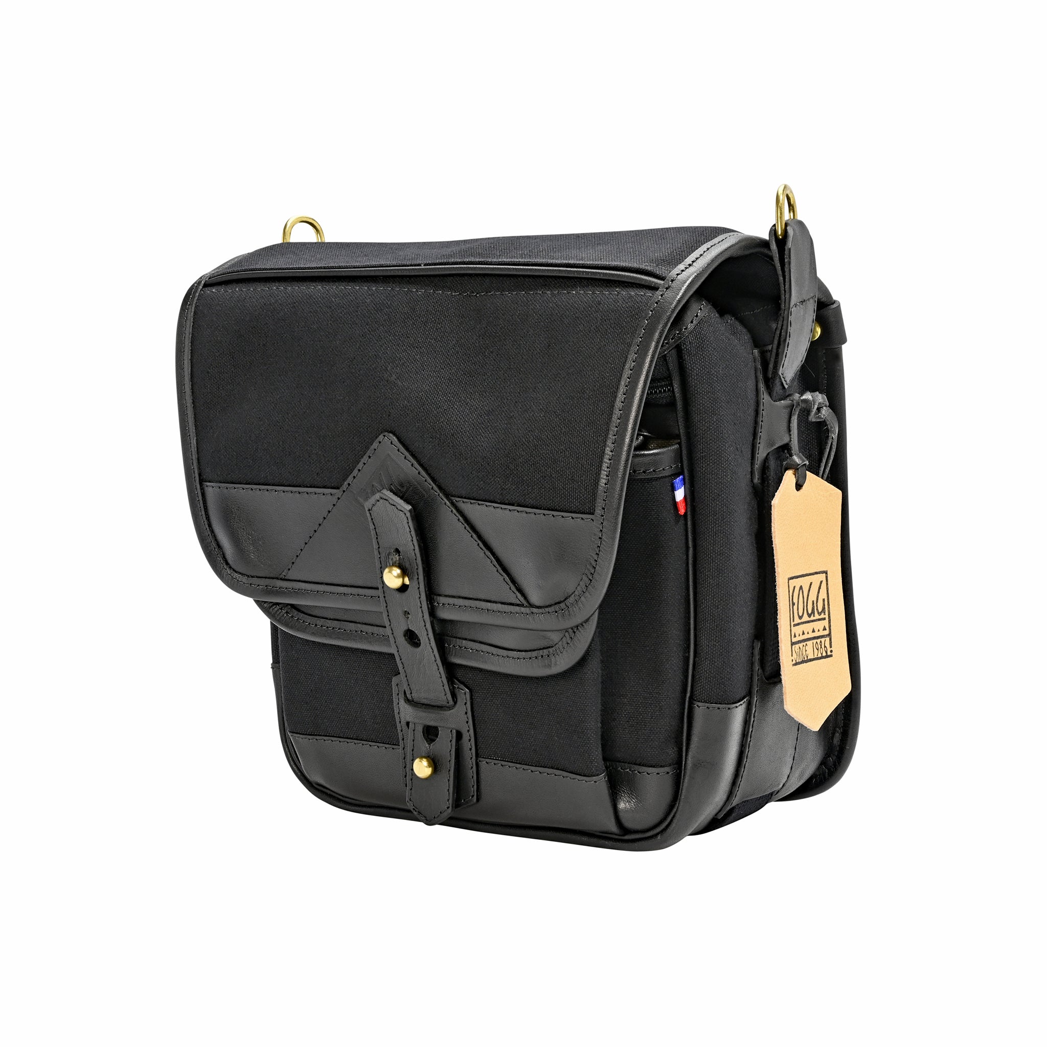 Sacoche Fogg Lyre Tissu Noir et Cuir Noir