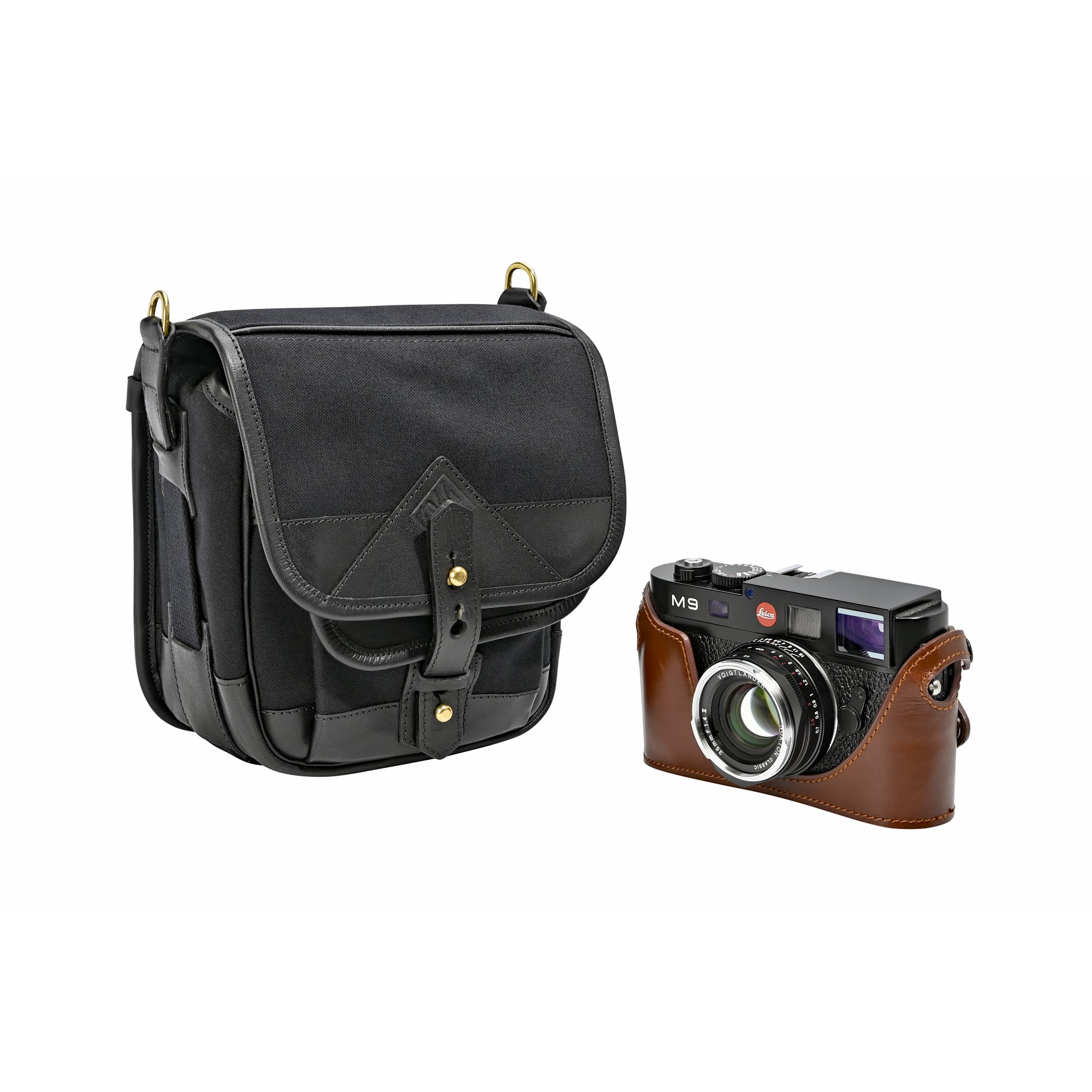 Bolso Satchel Fogg Soprano de tela negra con piel negra