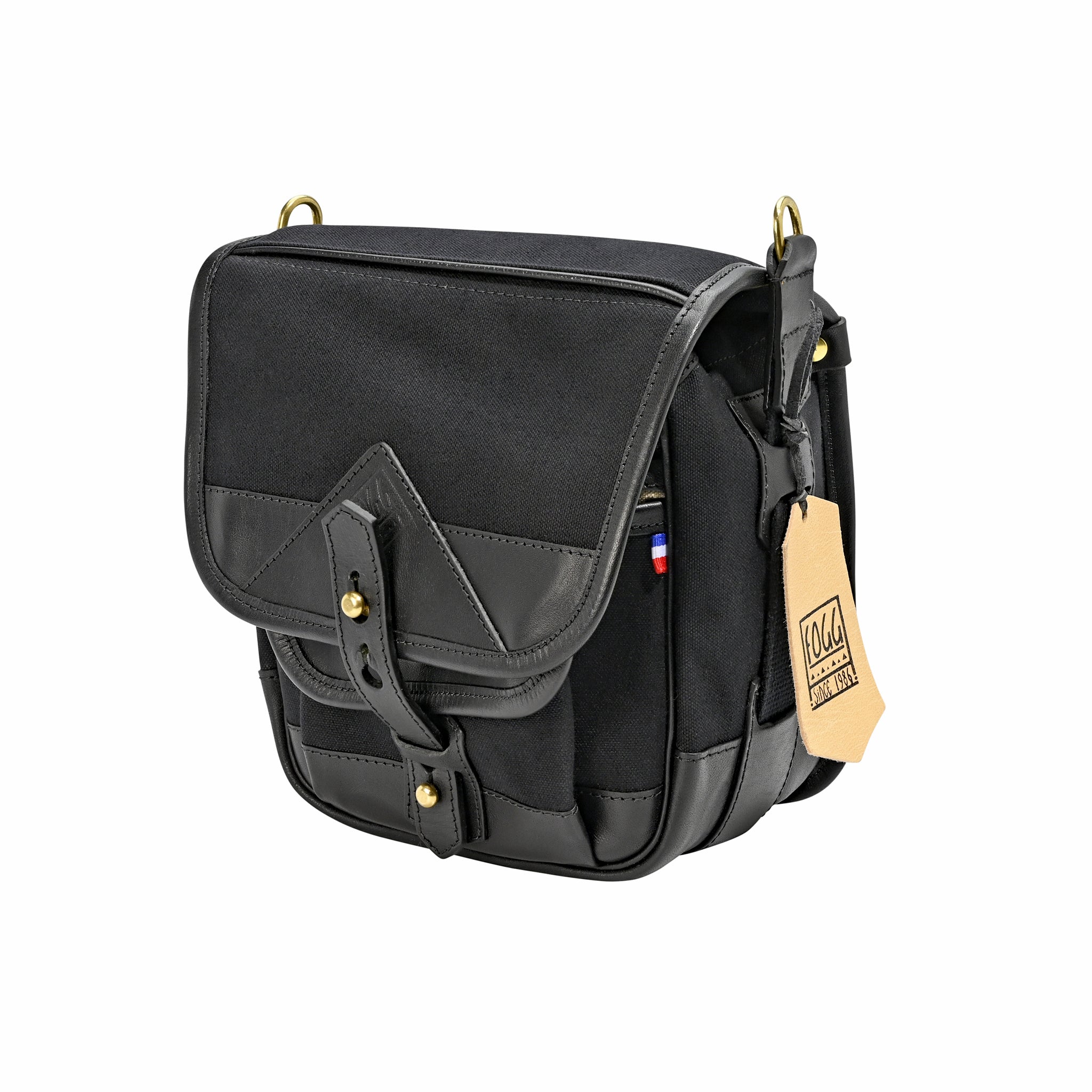 Bolso Satchel Fogg Soprano de tela negra con piel negra