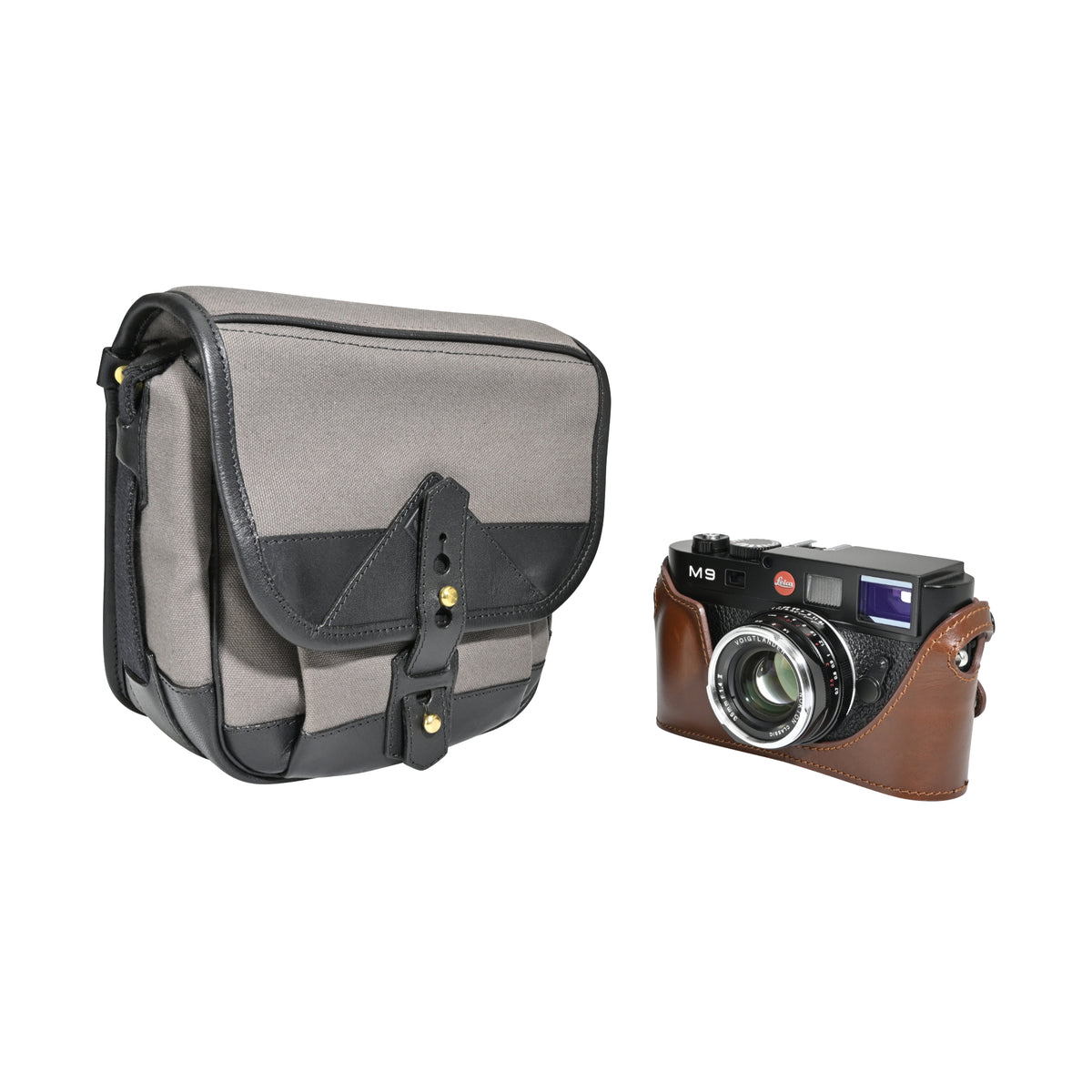 Fogg Soprano Satchel Grey Fabric with Black Leather