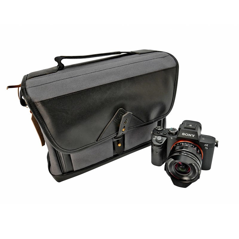 Sacoche Fogg Last Waltz en tissu gris et cuir noir