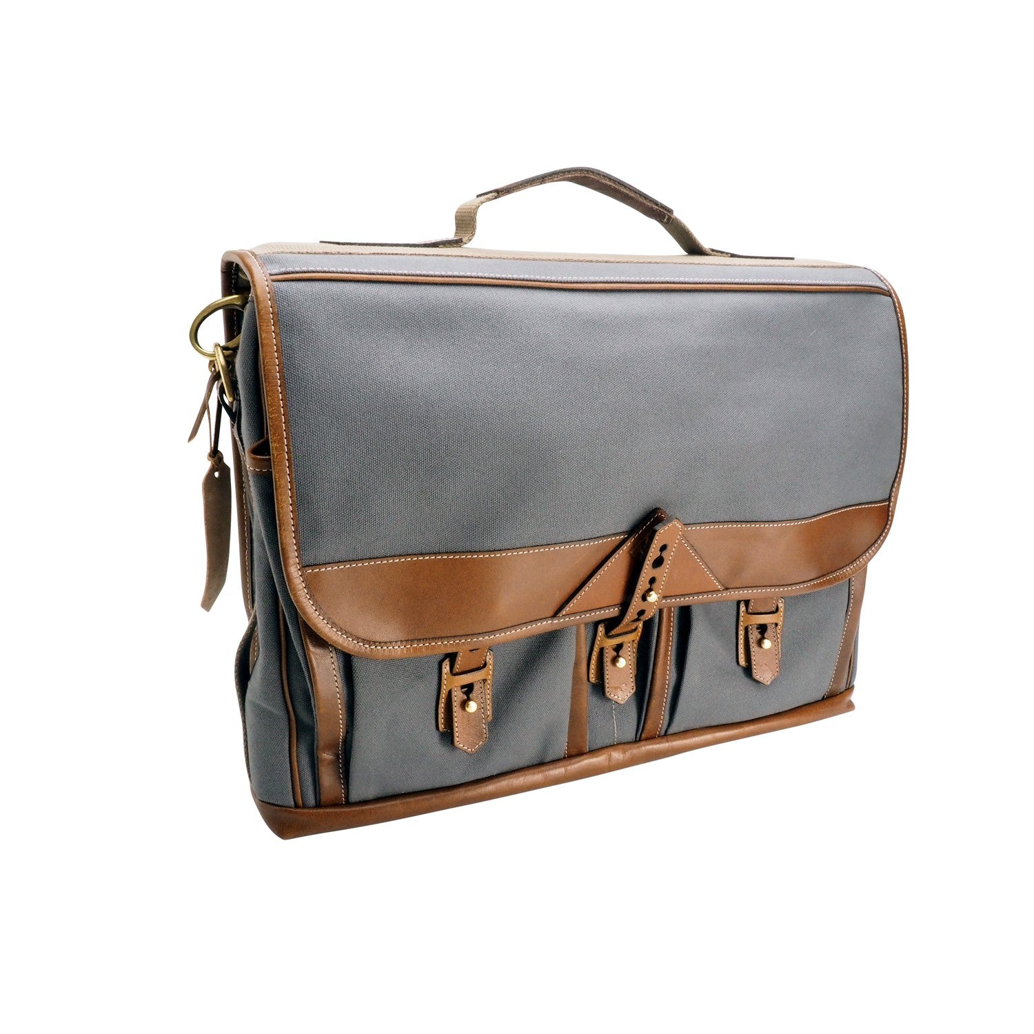 Sac messager Fogg Baby Grand 15" en tissu noir et cuir noir