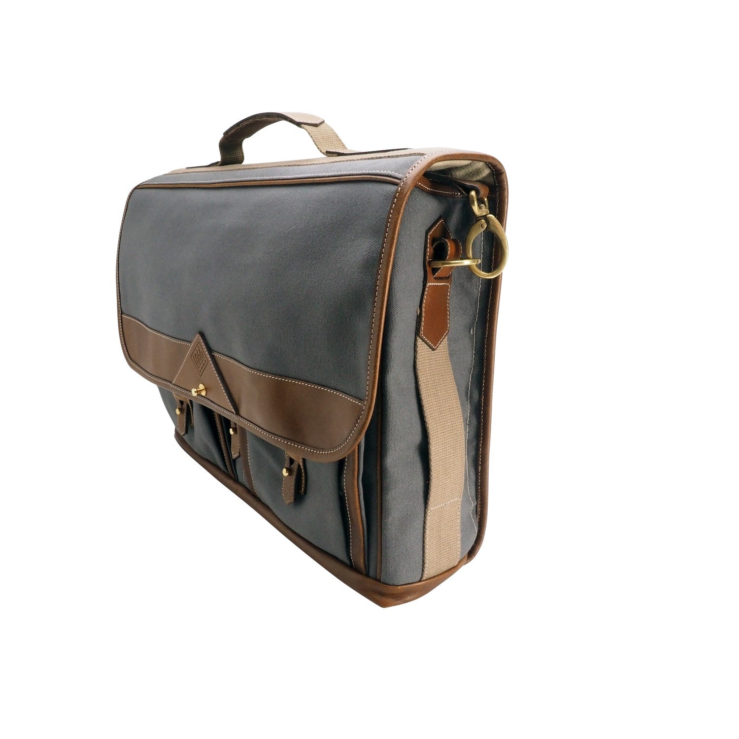 Sac messager Fogg Baby Grand 15" en tissu noir et cuir noir