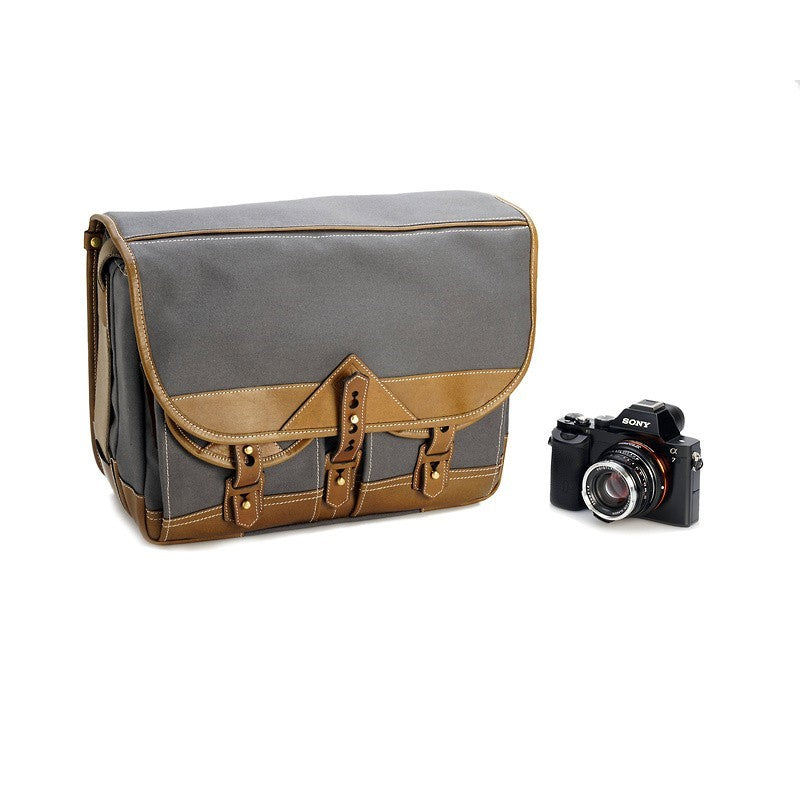 Sacoche Fogg B-Major Tissu gris foncé et cuir Havane