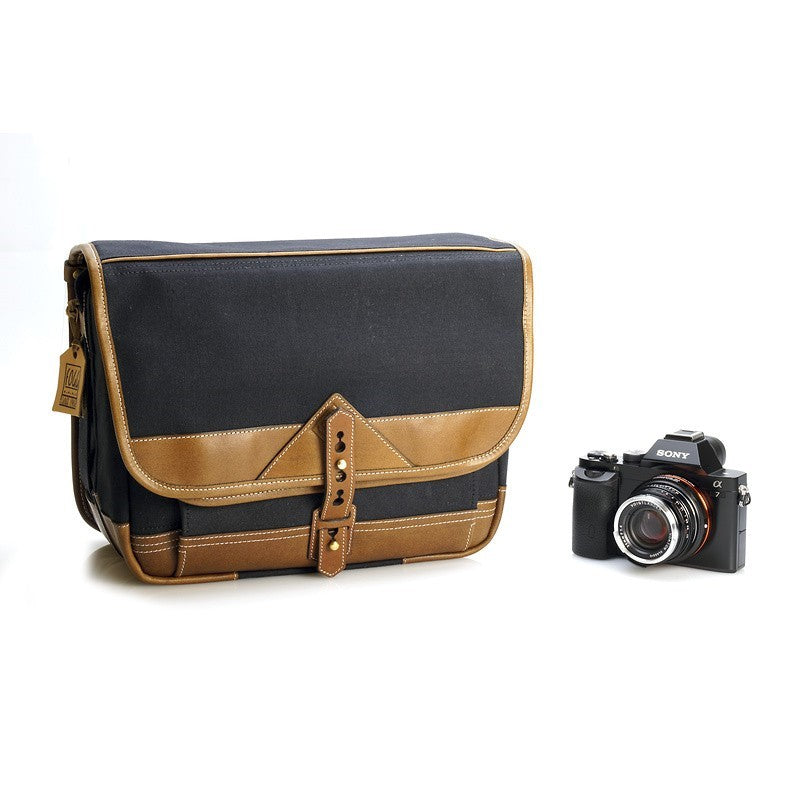 Sacoche Fogg B-Minor Tissu Noir et Cuir Havane