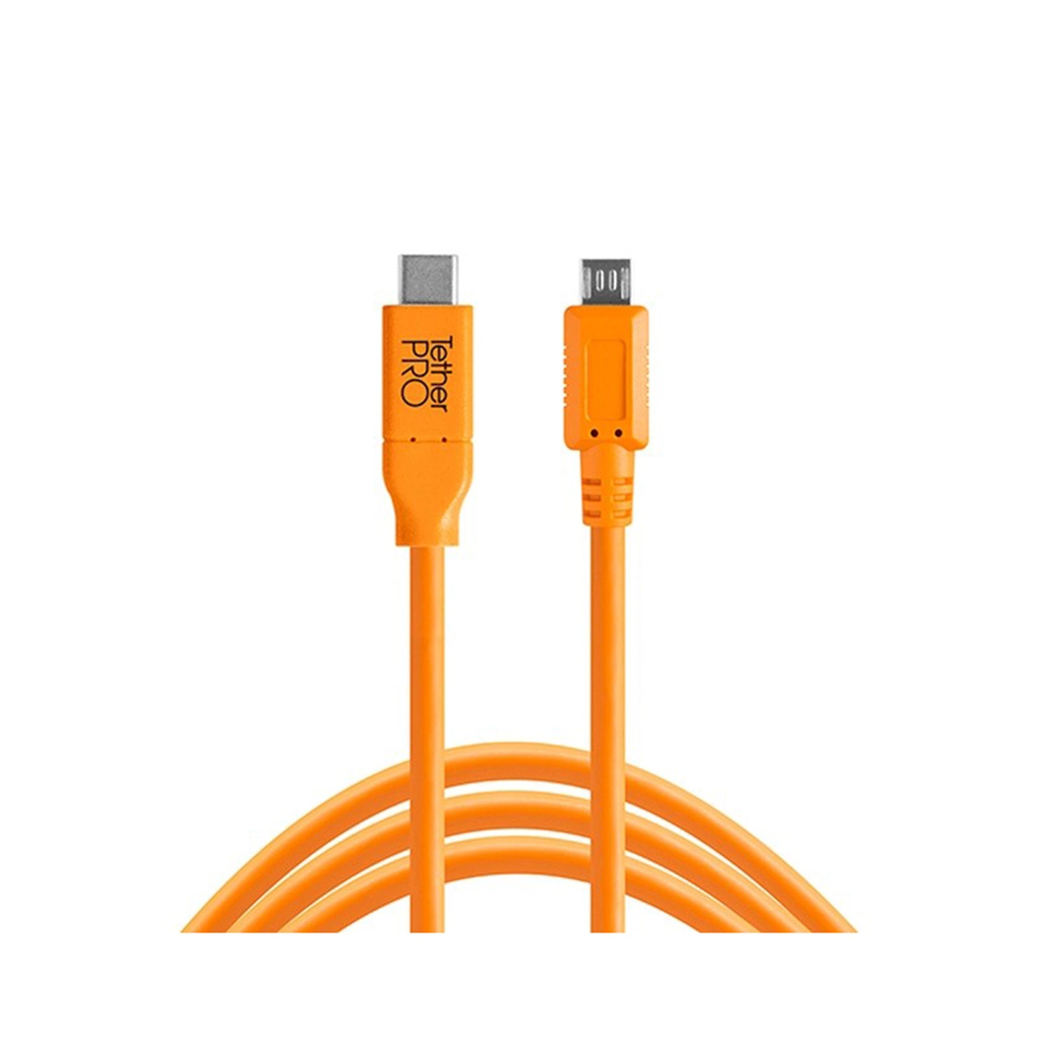 TetherTools CUC2515-ORG TetherPro USB-C to 2.0 Micro-B 5-Pin, 15' (4.6m) Orange Cable