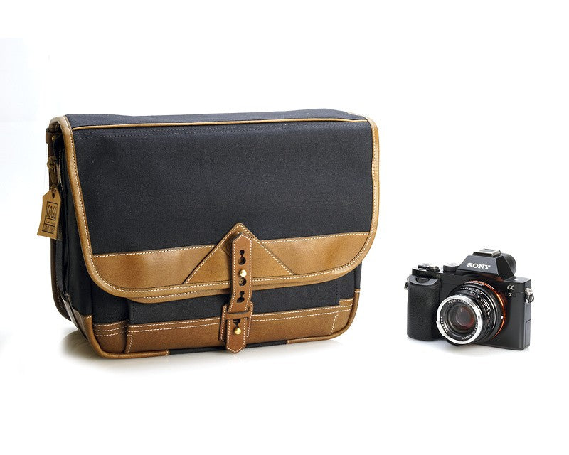 Fogg B-Minor Satchel Black Fabric with Havana Leather