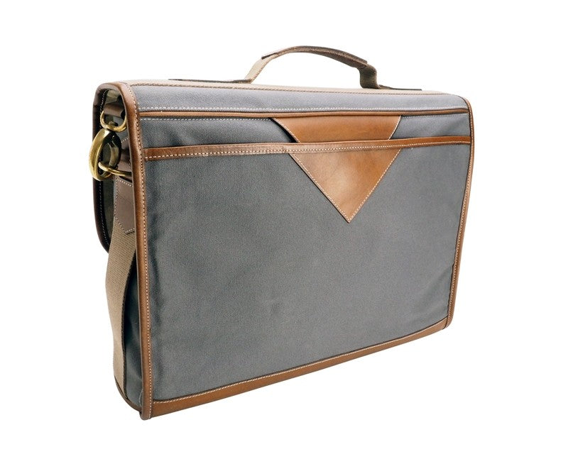 Fogg Baby Grand 15" Messenger Bag Black Fabric with Black Leather