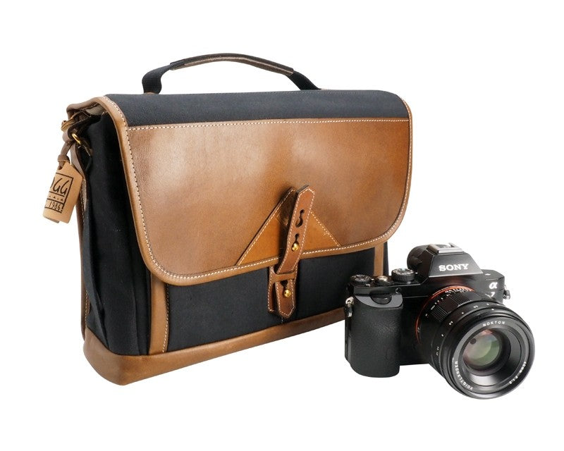 Fogg Last Waltz Satchel Black Fabric with Havana Leather