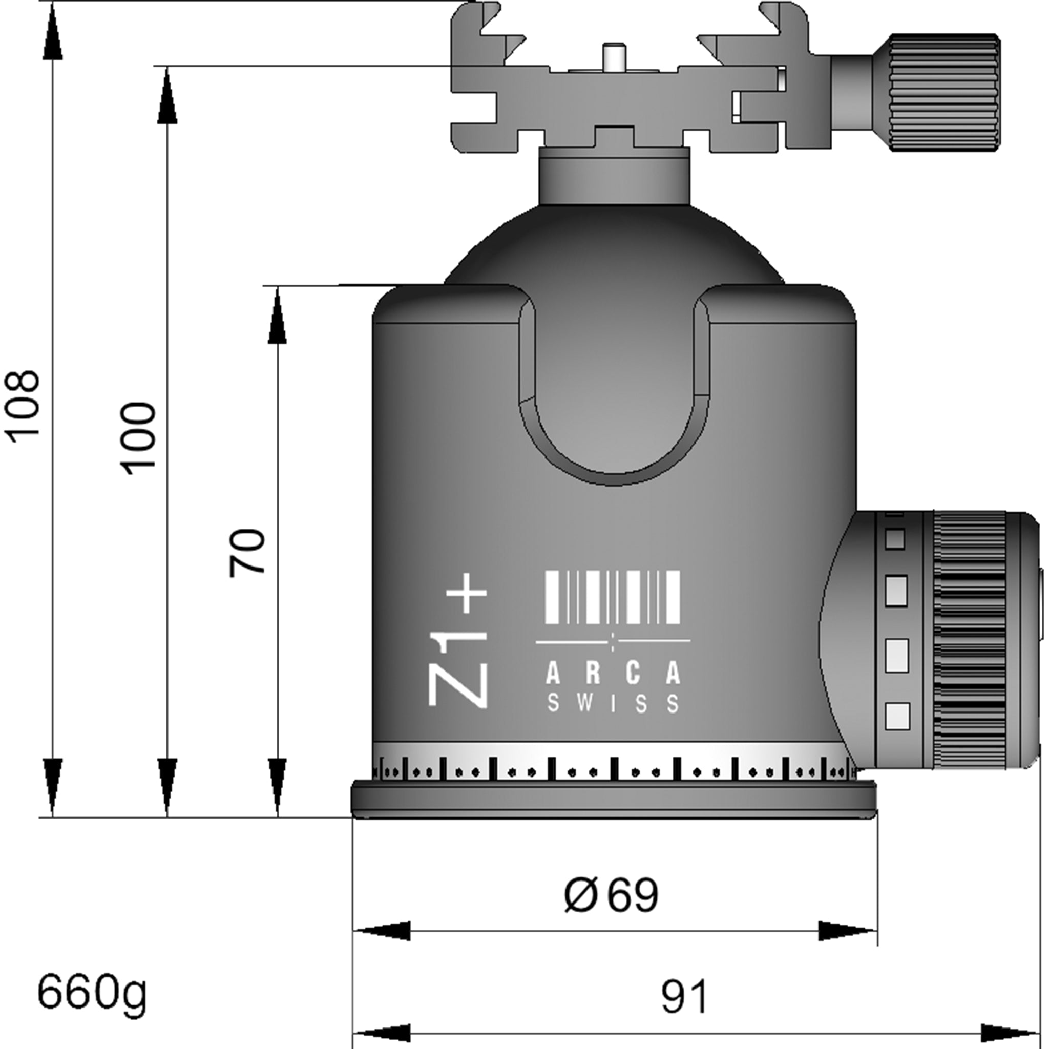 Arca Swiss Monoball Z1+ SP avec appareil Quickset Classic