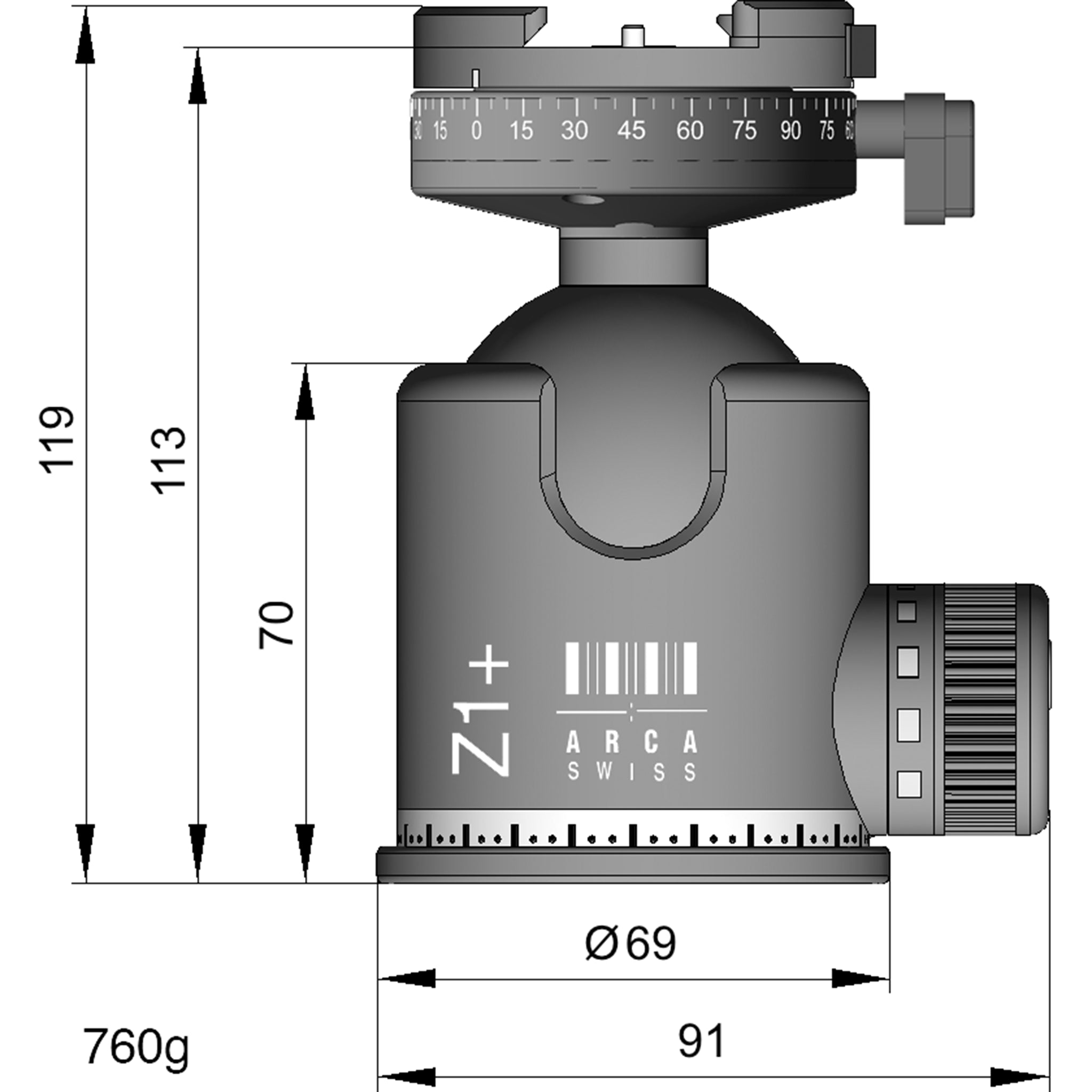 Arca Swiss Monoball Z1+ DP with MonoballFix Device