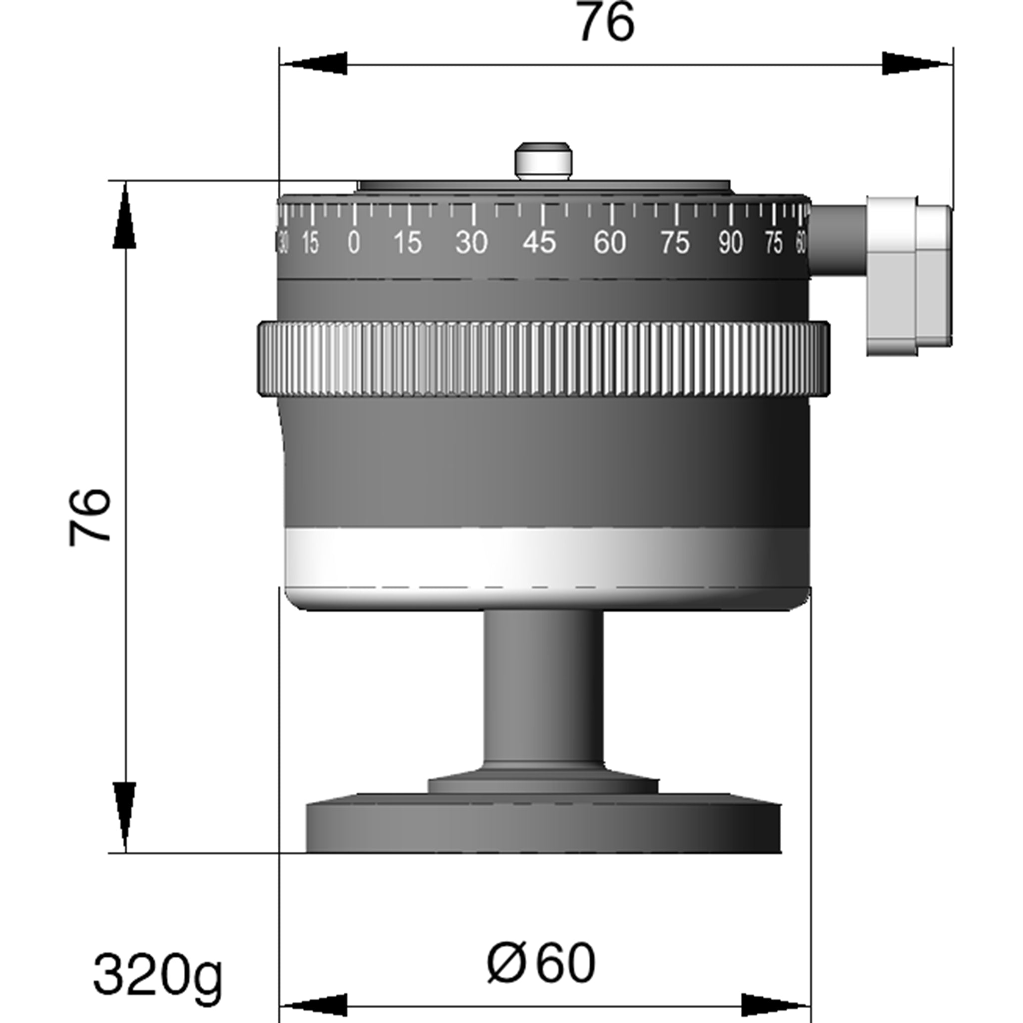 Arca Swiss Monoball Ball and Socket P0 with 1/4" & 3/8" Threaded Disk