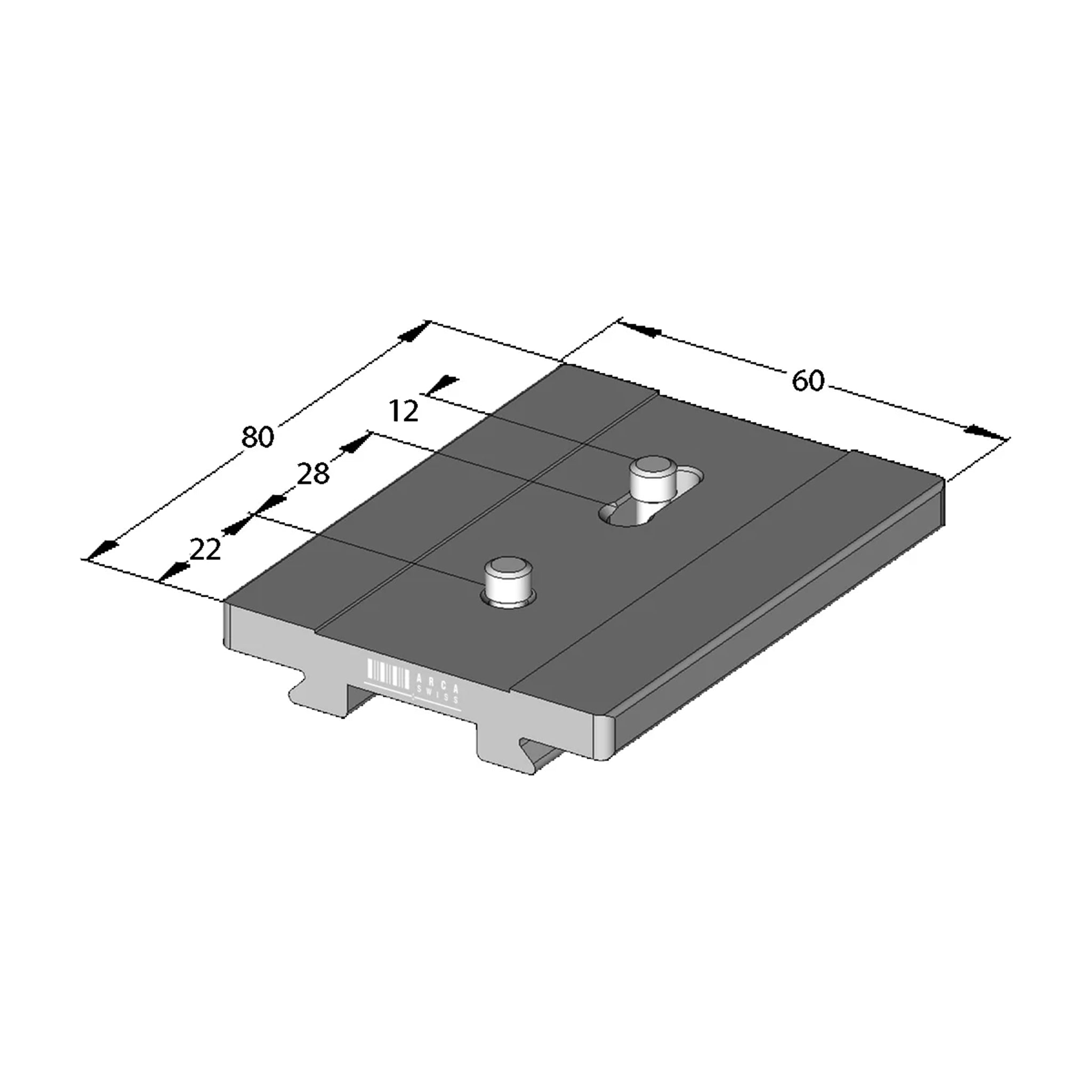 Placa de liberación rápida Arca Swiss con dos tornillos de 1/4" para teleobjetivos Nikon