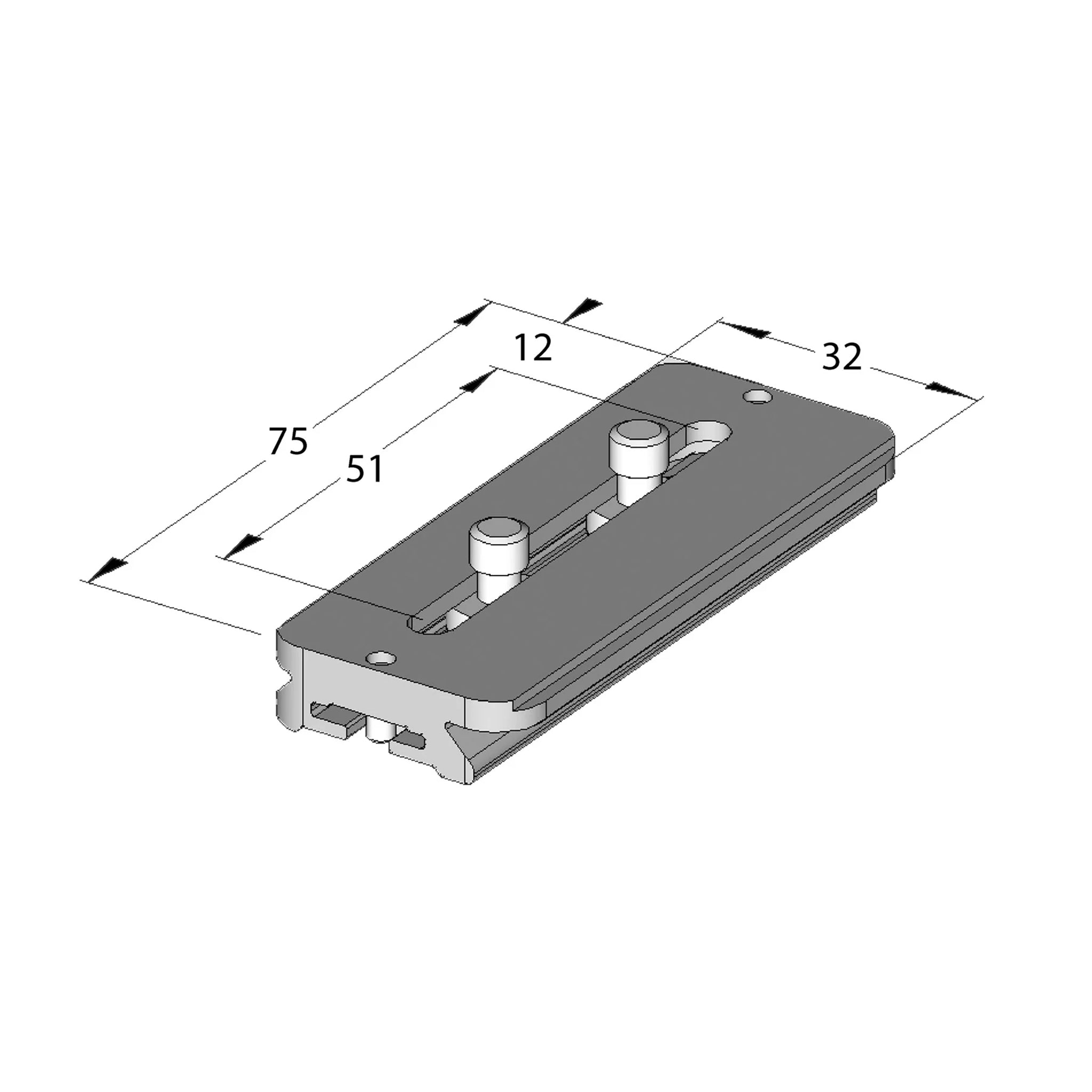 Arca Swiss MonoballFix 75 Placa de cámara de liberación rápida 75 x 32 mm