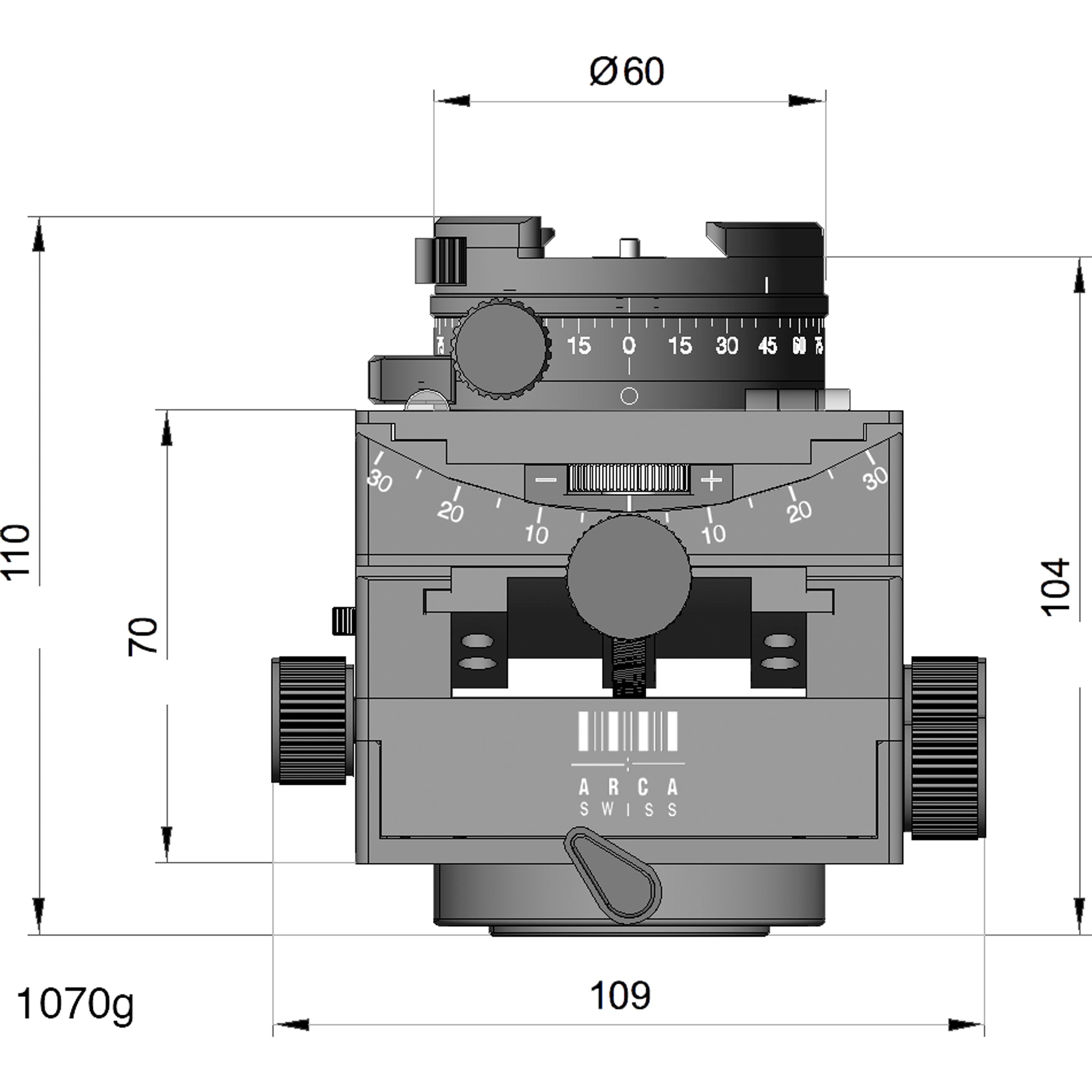 Arca Swiss C1 Cube GP Tripod Head Geared Panning with MonoballFix Device