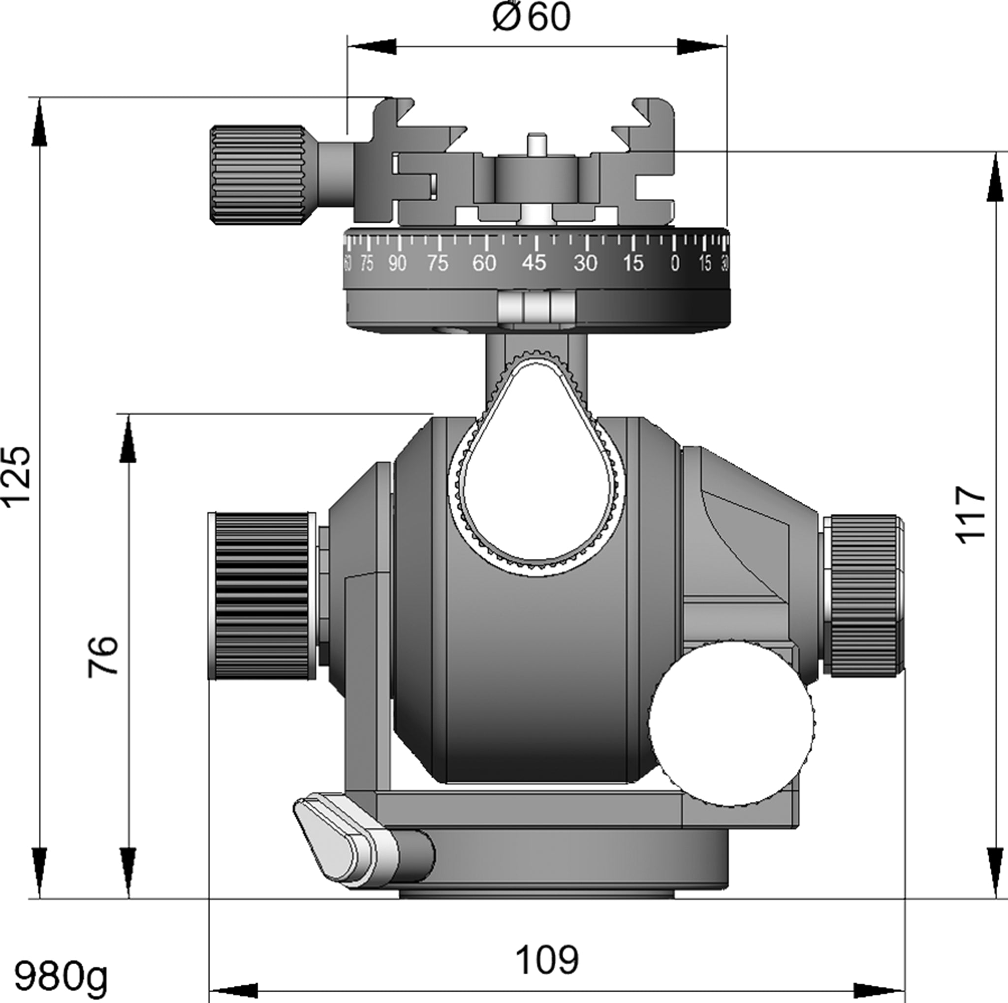 Arca Swiss D4 Geared Tripod Head with Quickset Classic Device