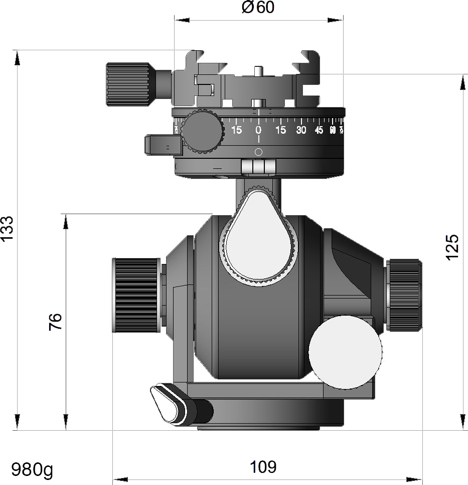 Arca Swiss D4 GP Geared Panning Tripod Head with Quickset Classic Device