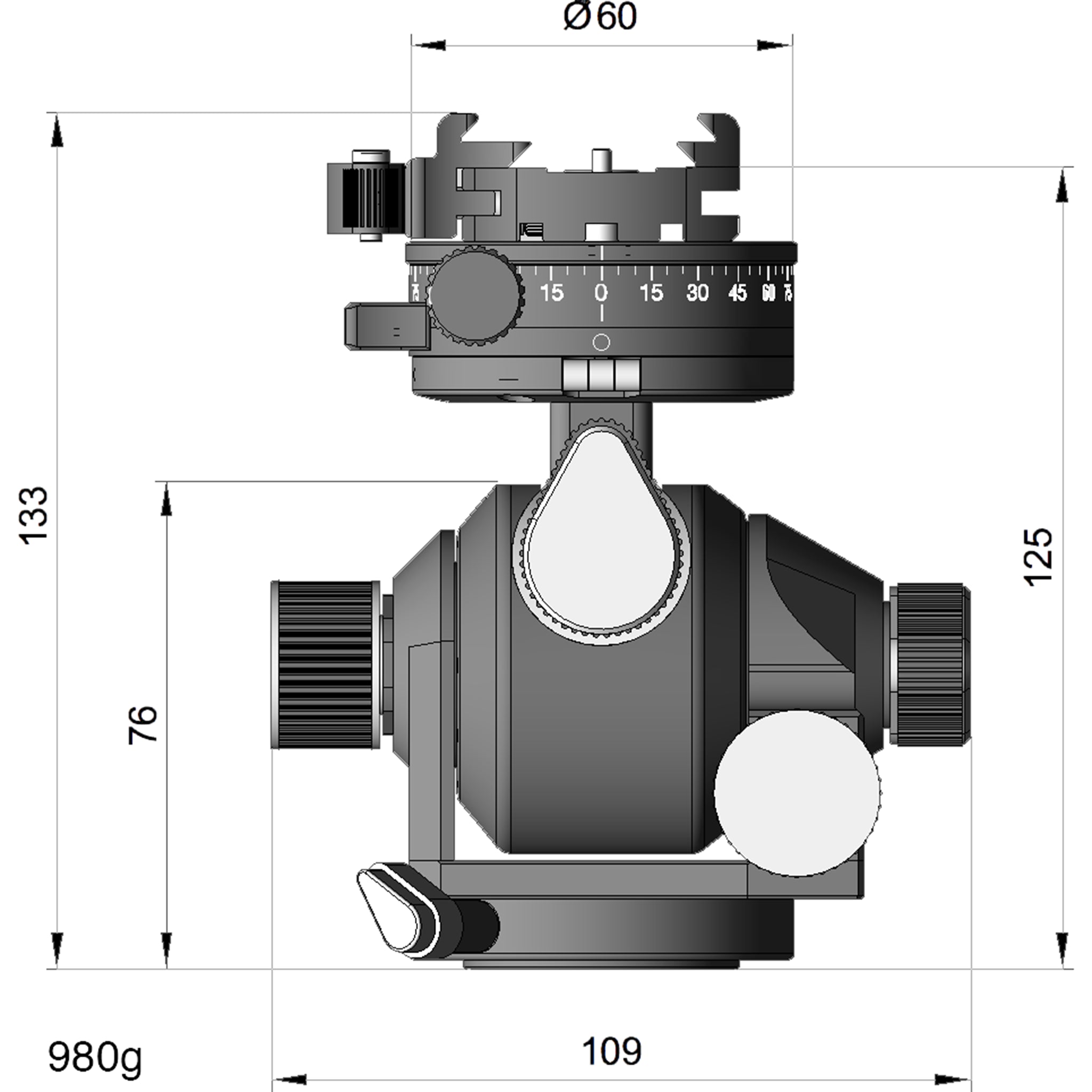 Arca Swiss D4 GP Cabezal de trípode panorámico con dispositivo Quickset FlipLock