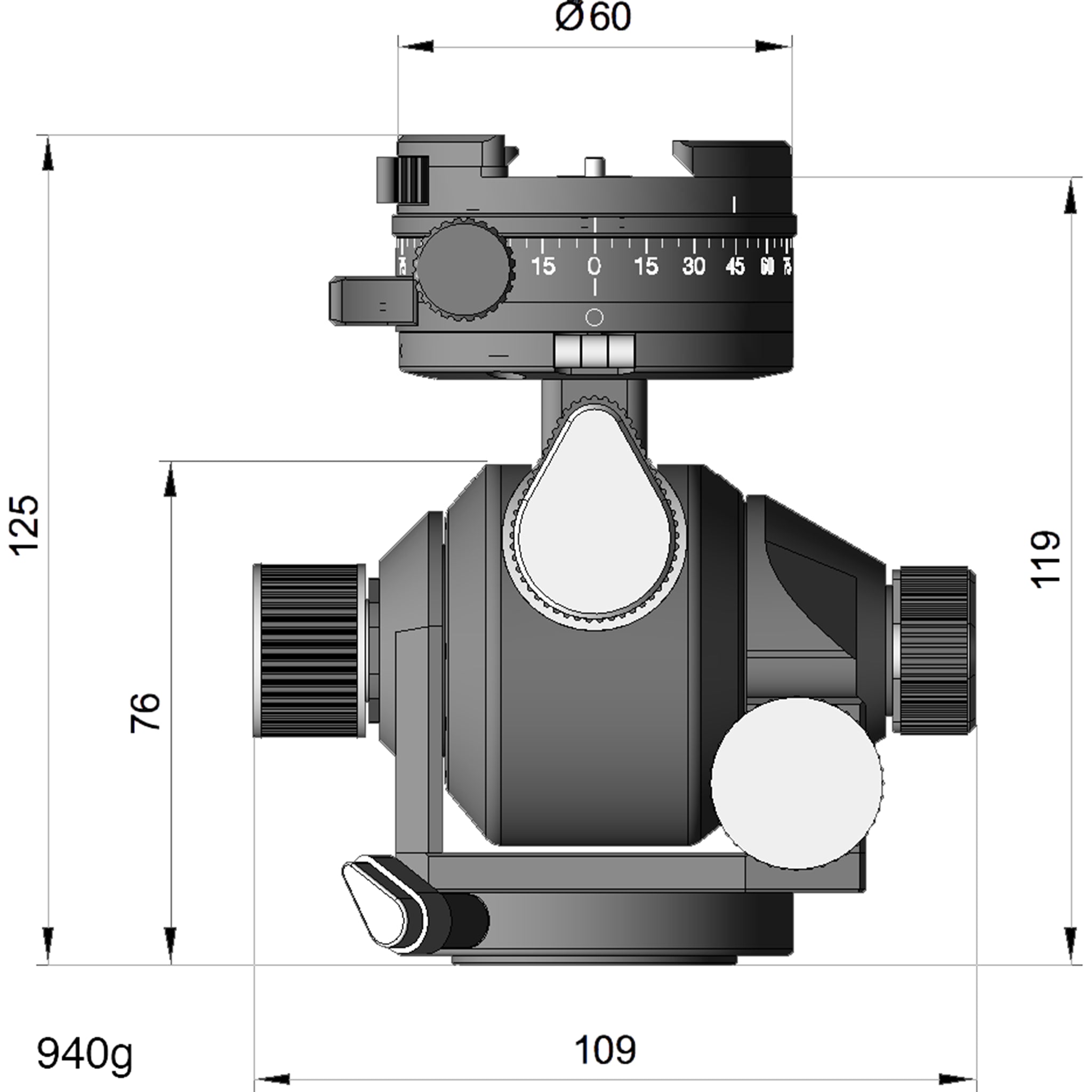 Arca Swiss D4 GP Geared Panning Tripod Head with MonoballFix Device