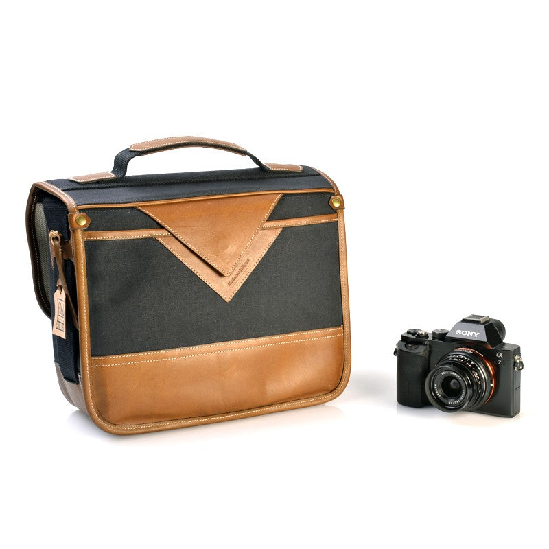 Sacoche Fogg B-Sharp Tissu Noir et Cuir Havane