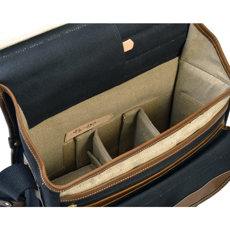 Bolso Fogg B-Sharp de tela negra con piel Habana