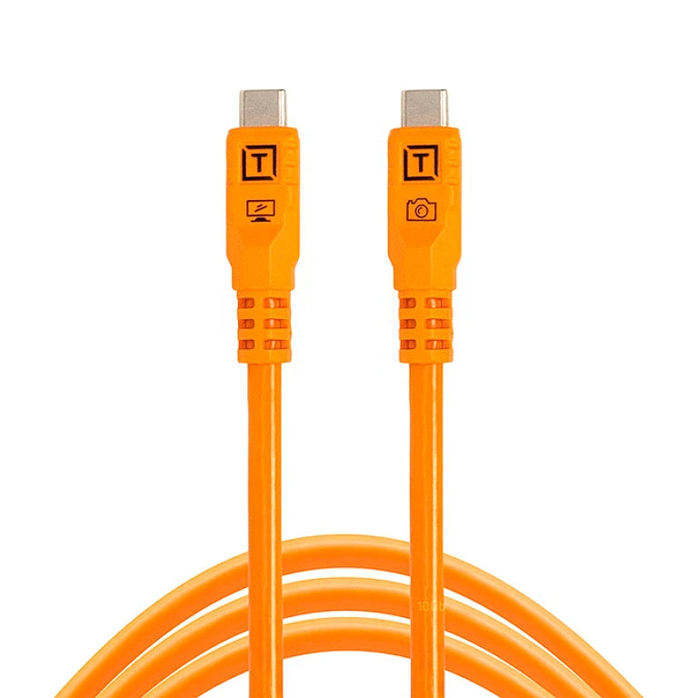 Tether Tools TetherPro Optima 10G Cable 6' (1.8m), Straight to Straight, High Visibility Orange