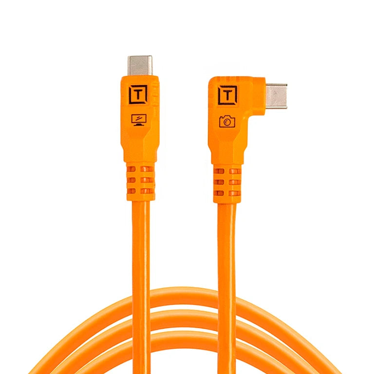 Tether Tools TetherPro Optima 10G Cable 6' (1.8m), Straight to Right, High Visibility Orange