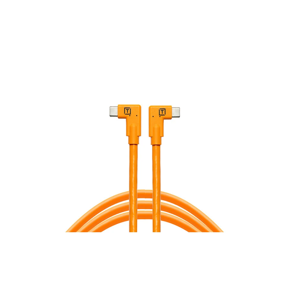 Tether Tools TetherGuard LeverLock & Cable Kit, USB-C to USB-C, 15' (4.6m), Right to Right, High Visibility Orange