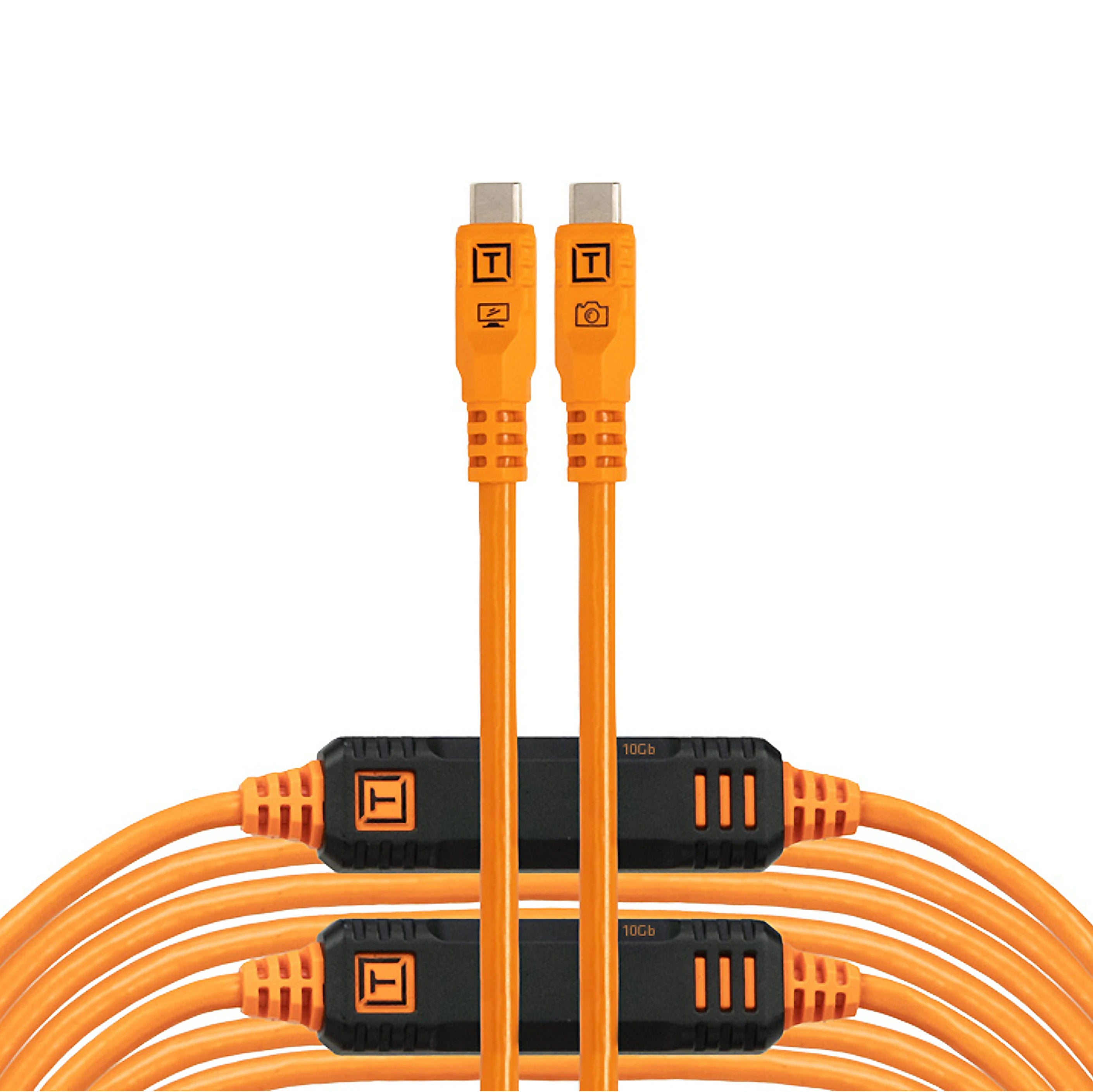 Tether Tools TetherPro Optima 10G Cable 31' (9.4m), Straight to Straight, High Visibility Orange