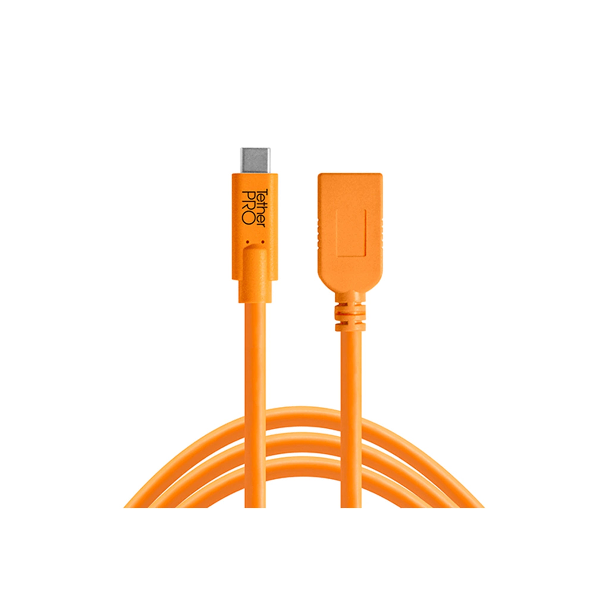 TetherTools CUCA415-ORG Adaptador TetherPro USB-C a USB hembra (extensor), cable naranja de 15' (4,6 m)