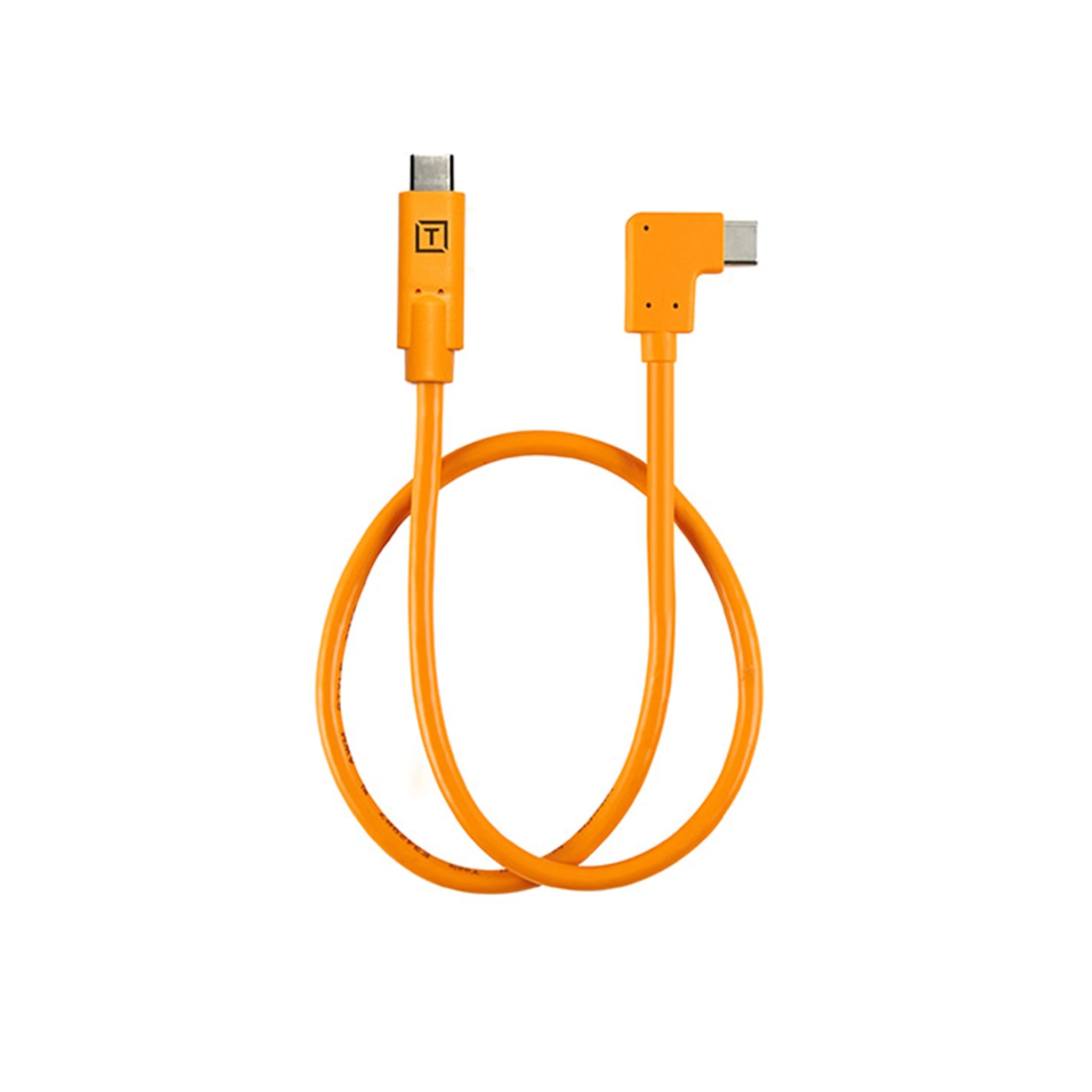 TetherTools CUCRT02-ORG TetherPro USB 3.0 to USB-C Right Angle Adapter "Pigtail" Cable, 20" (50cm), High-Visibilty Orange