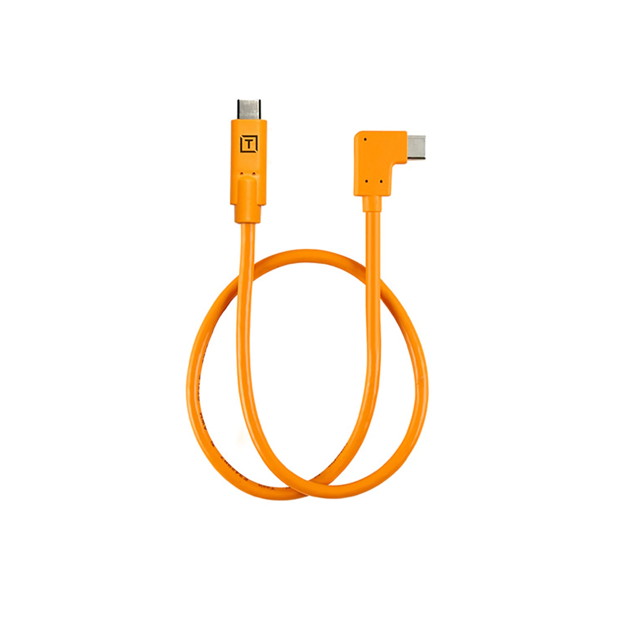 Tether Tools TetherPro USB-C to USB-C Right Angle Adapter Pigtail 20" (50cm) High-Visibilty Orange