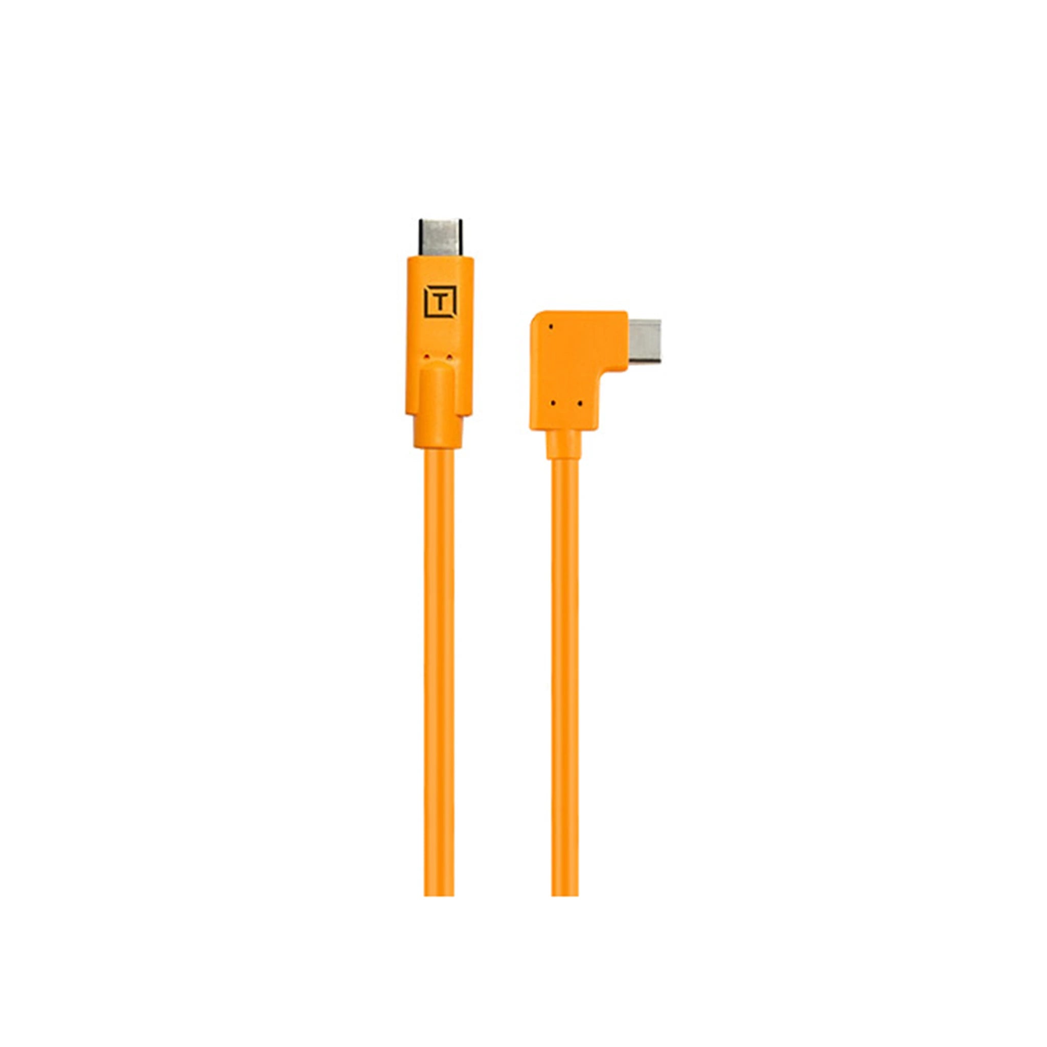 TetherTools CUCRT02-ORG TetherPro USB 3.0 to USB-C Right Angle Adapter "Pigtail" Cable, 20" (50cm), High-Visibilty Orange