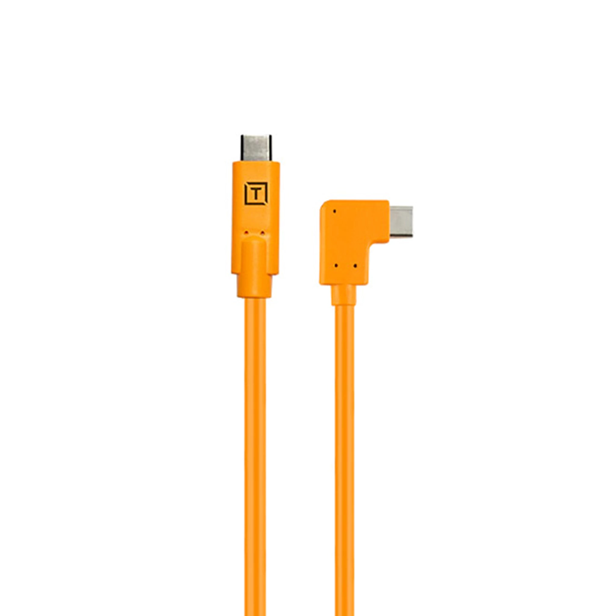 Tether Tools TetherPro USB-C to USB-C Right Angle Adapter Pigtail 20" (50cm) High-Visibilty Orange