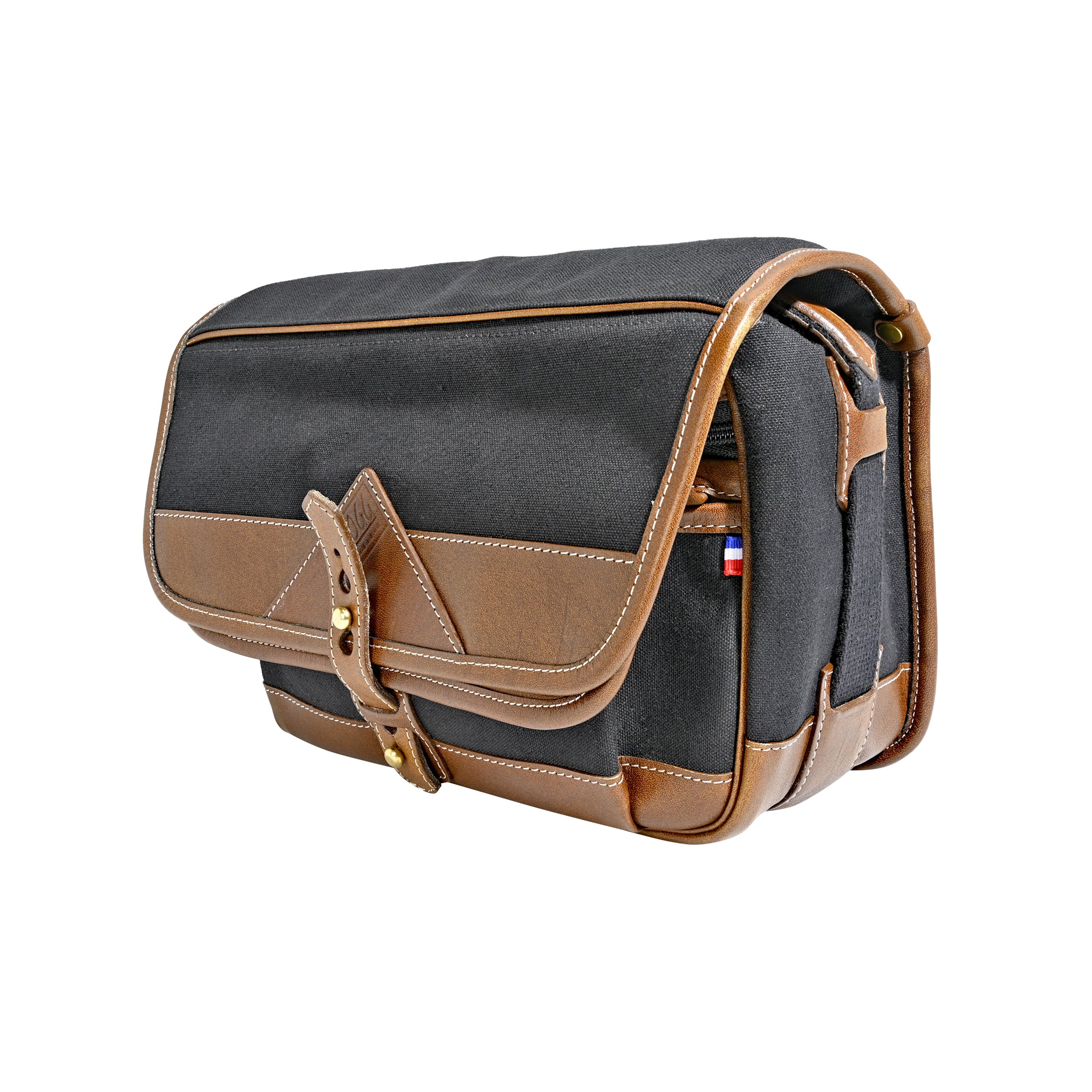 Bolso Fogg B-Laika Tejido Negro con Piel Habana