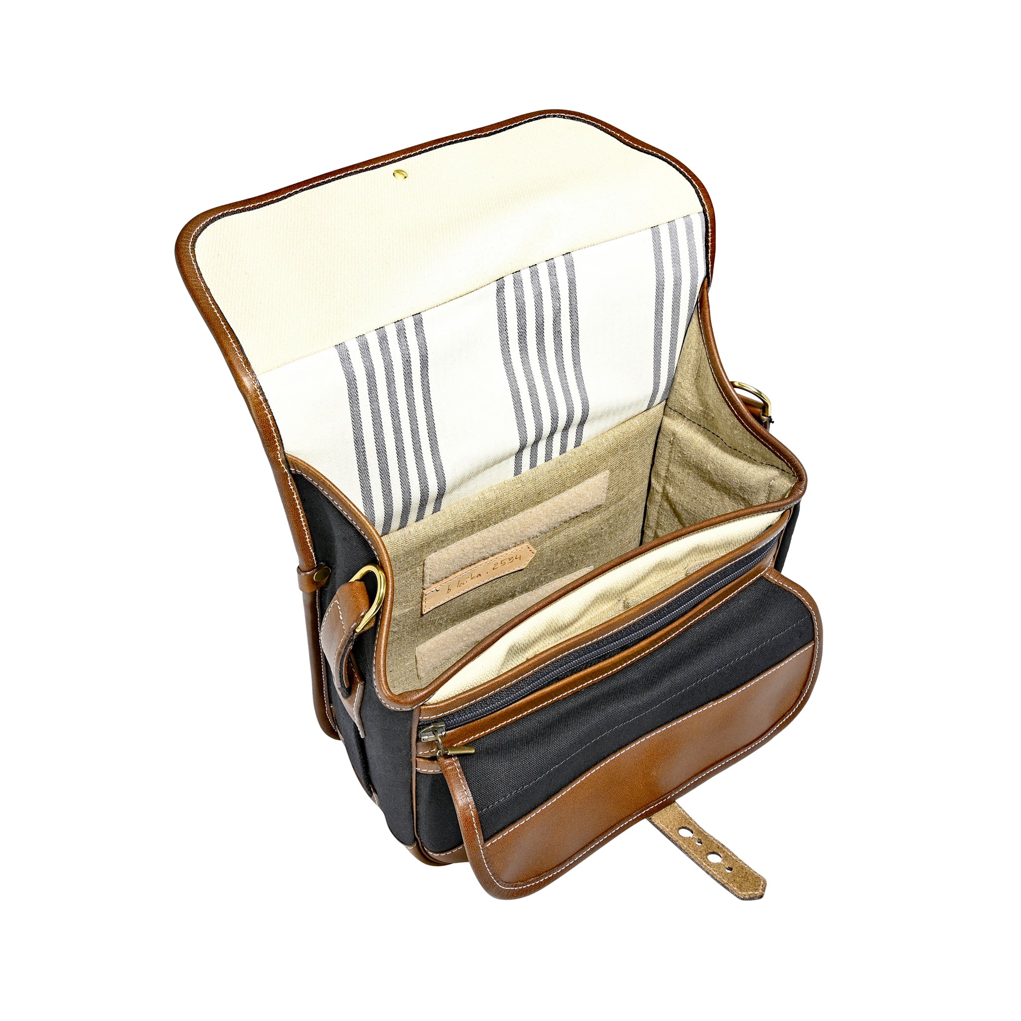 Bolso Fogg B-Laika Tejido Negro con Piel Habana