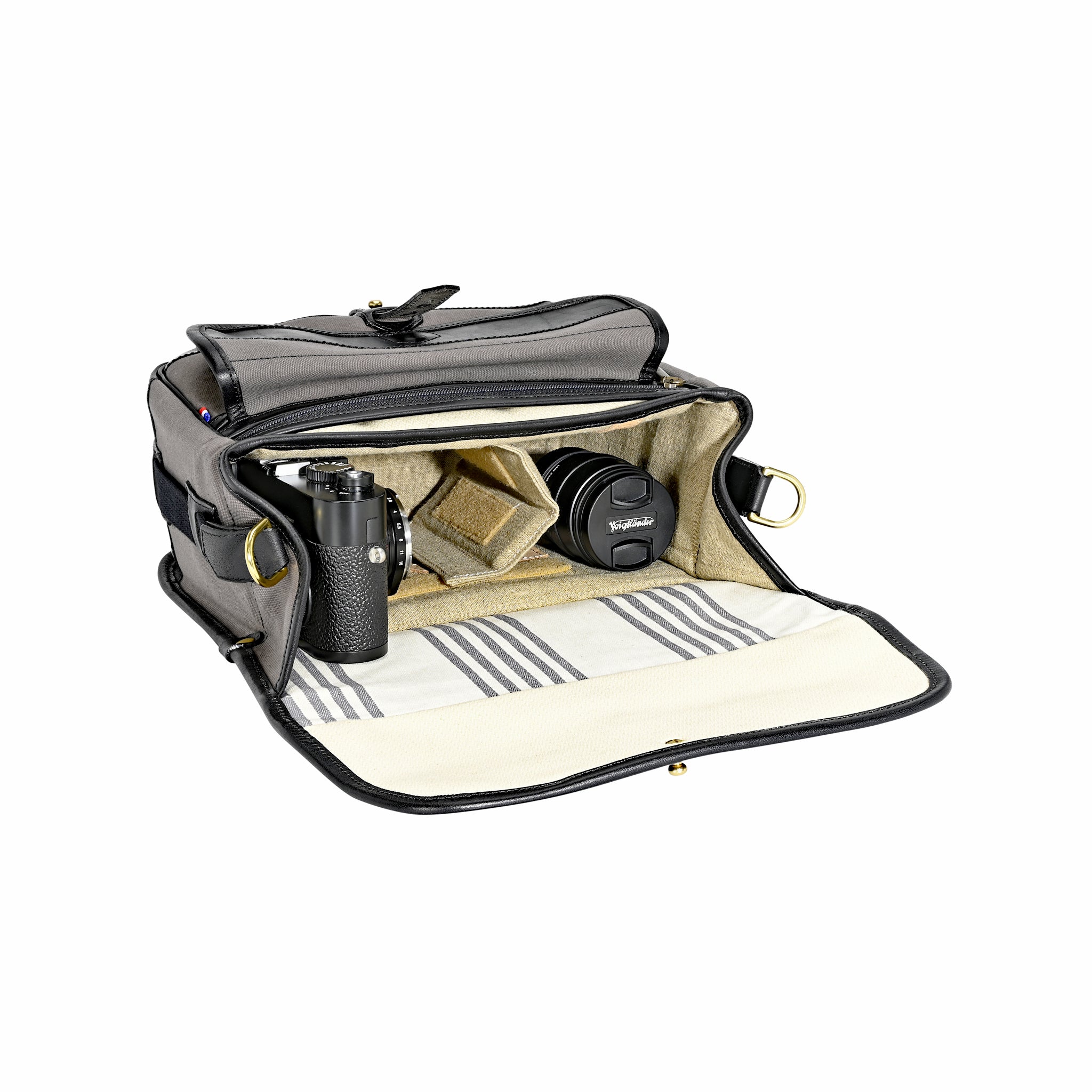 Sacoche Fogg B-Laika Tissu gris foncé et cuir noir