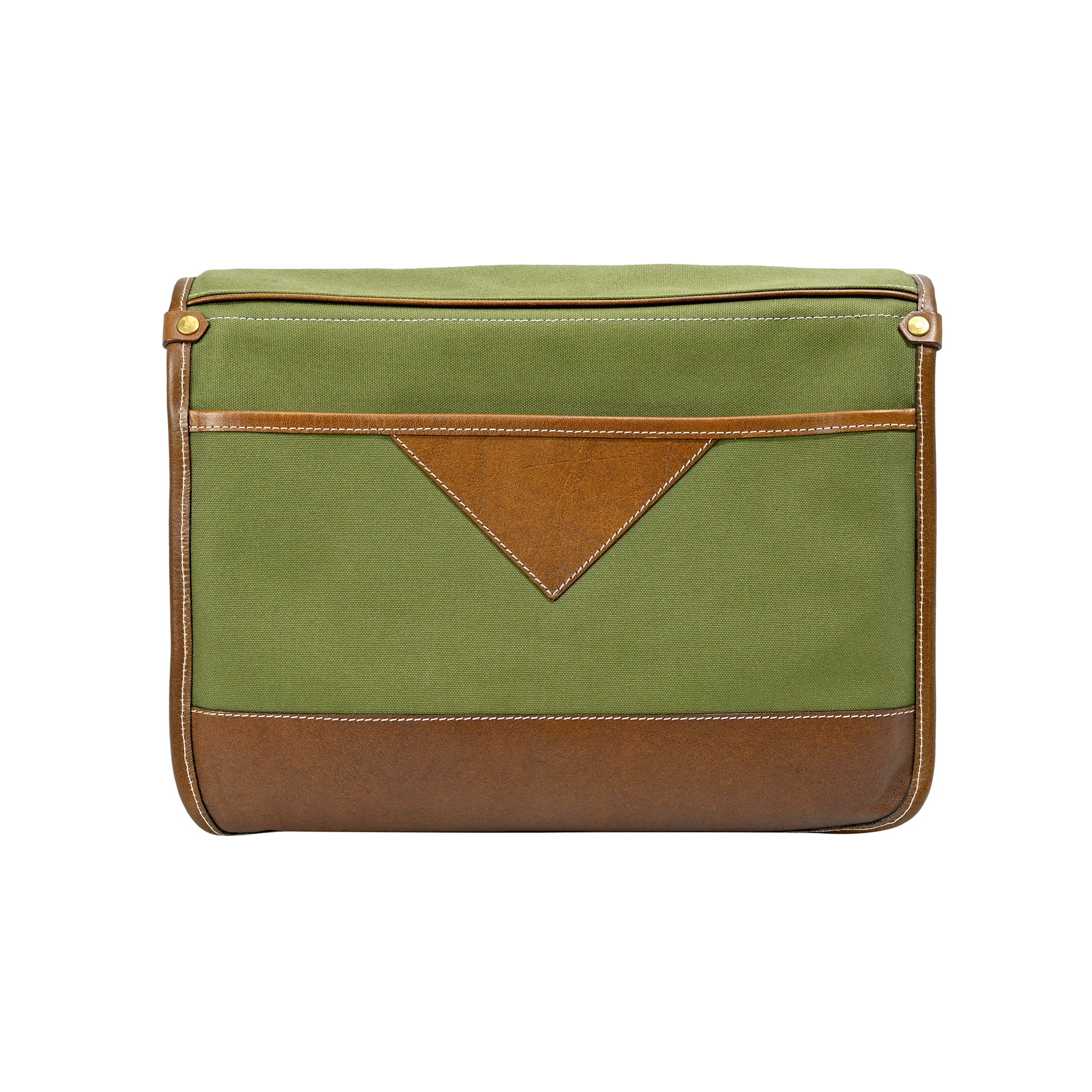 Sacoche Fogg B-Major en tissu vert lierre et cuir havane